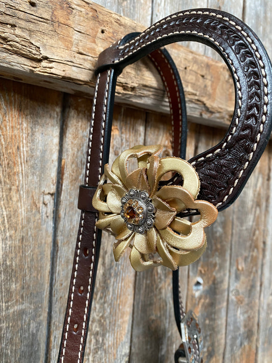 Dark Oil Gold One Ear & Breastcollar #OEBC423 - RODEO DRIVE