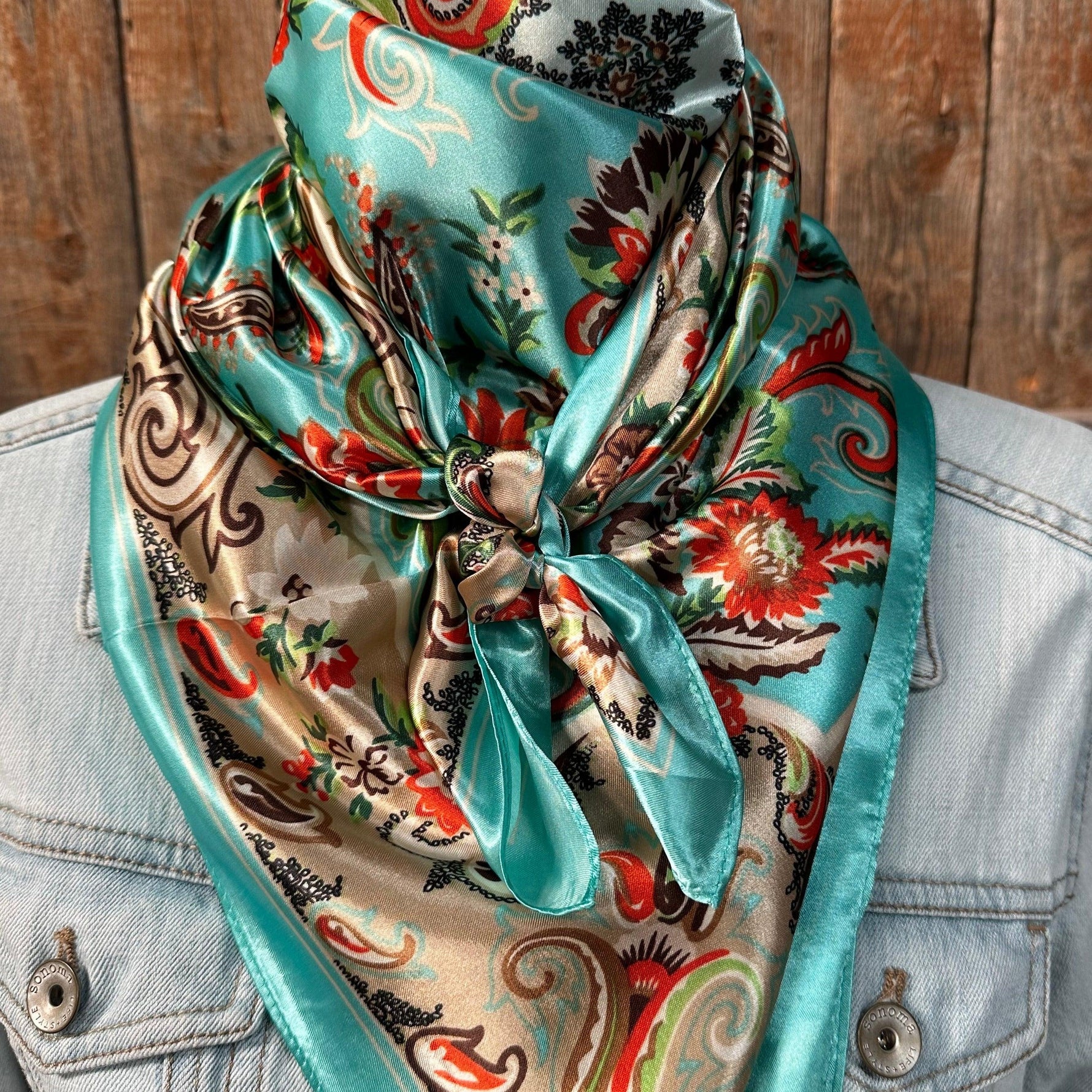 Turquoise Paisley Wild Rag Scarf WR230