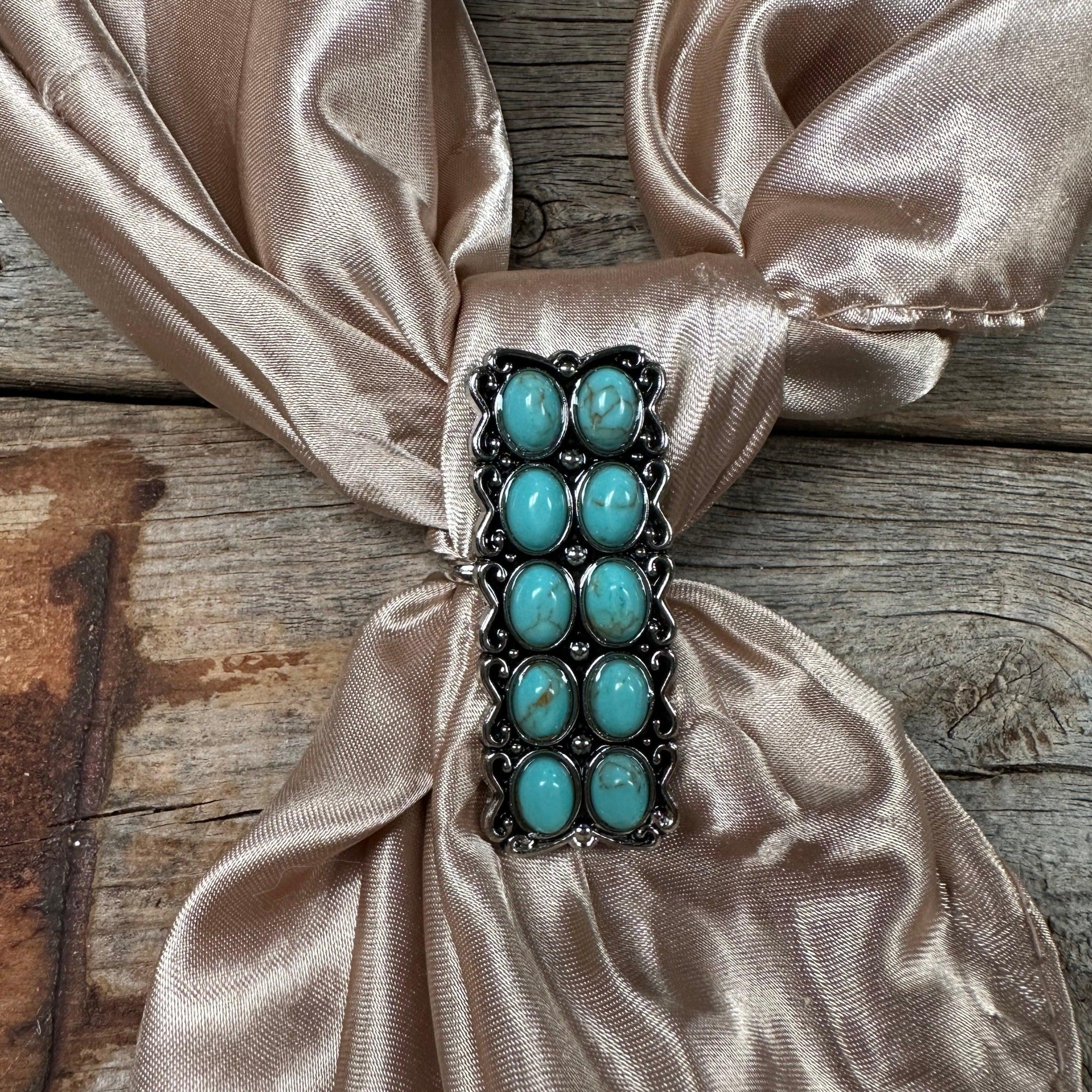 Antique Silver Turquoise Wild Rag Slide #WRSW216 - RODEO DRIVE