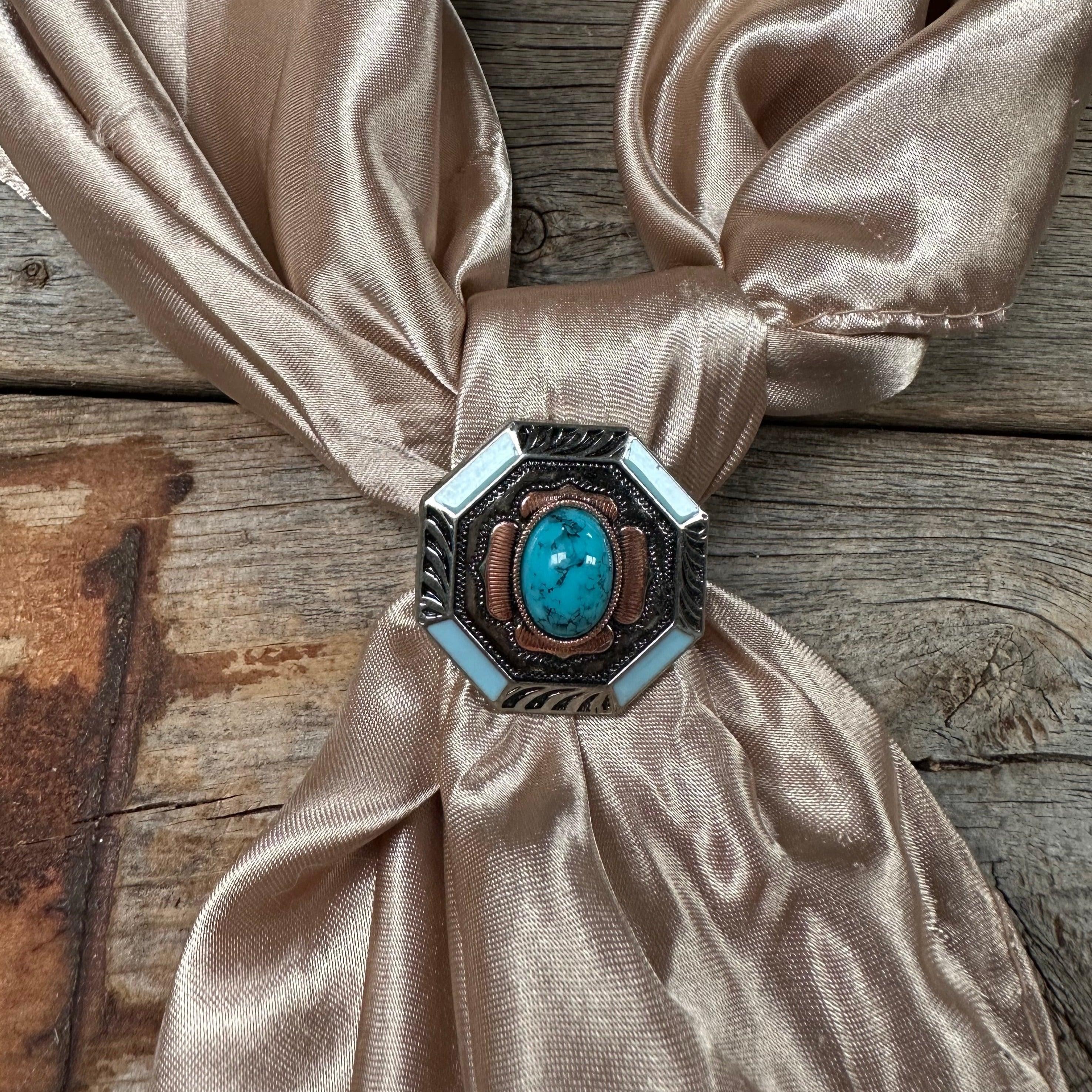 Turquoise Octagon Western Wild Rag Slide #WRSW221 - RODEO DRIVE