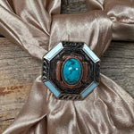 Turquoise Octagon Western Wild Rag Slide #WRSW221 - RODEO DRIVE
