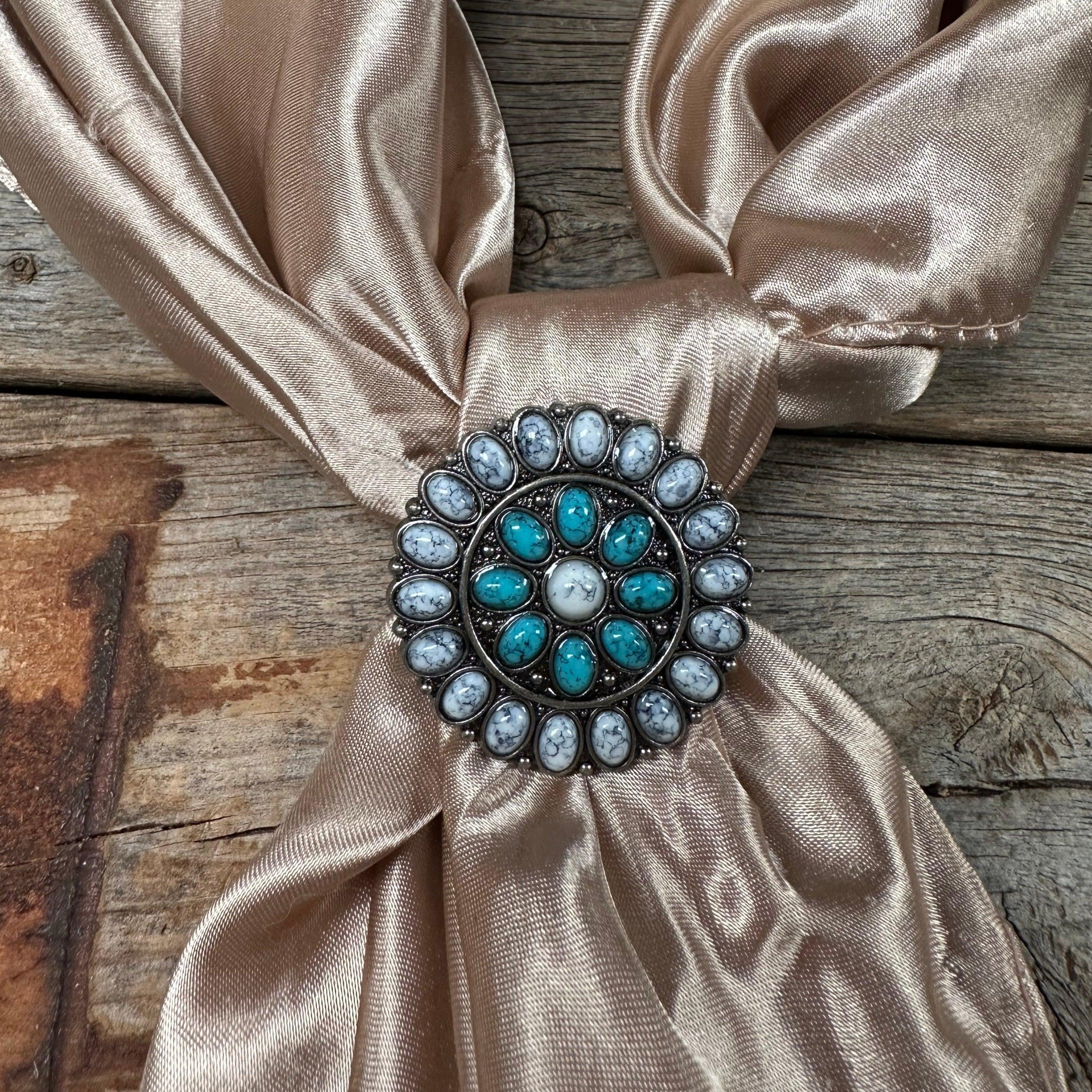 Blue and White Western Wild Rag Slide #WRSW212 - RODEO DRIVE