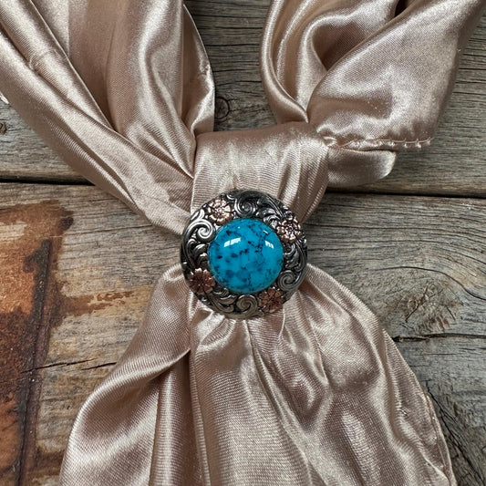 Floral Turquoise Western Wild Rag Slide #WRSW222 - RODEO DRIVE