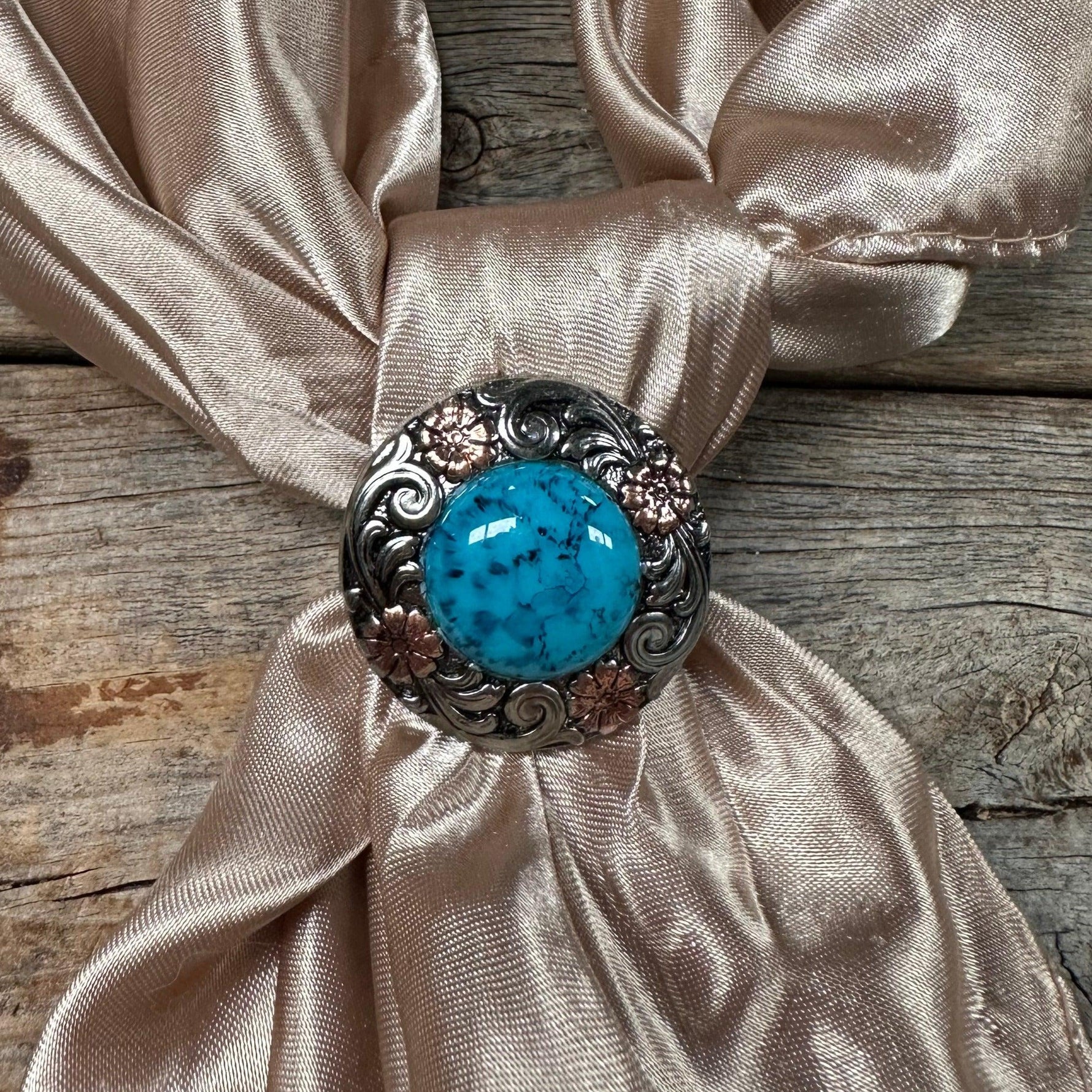 Floral Turquoise Western Wild Rag Slide #WRSW222 - RODEO DRIVE