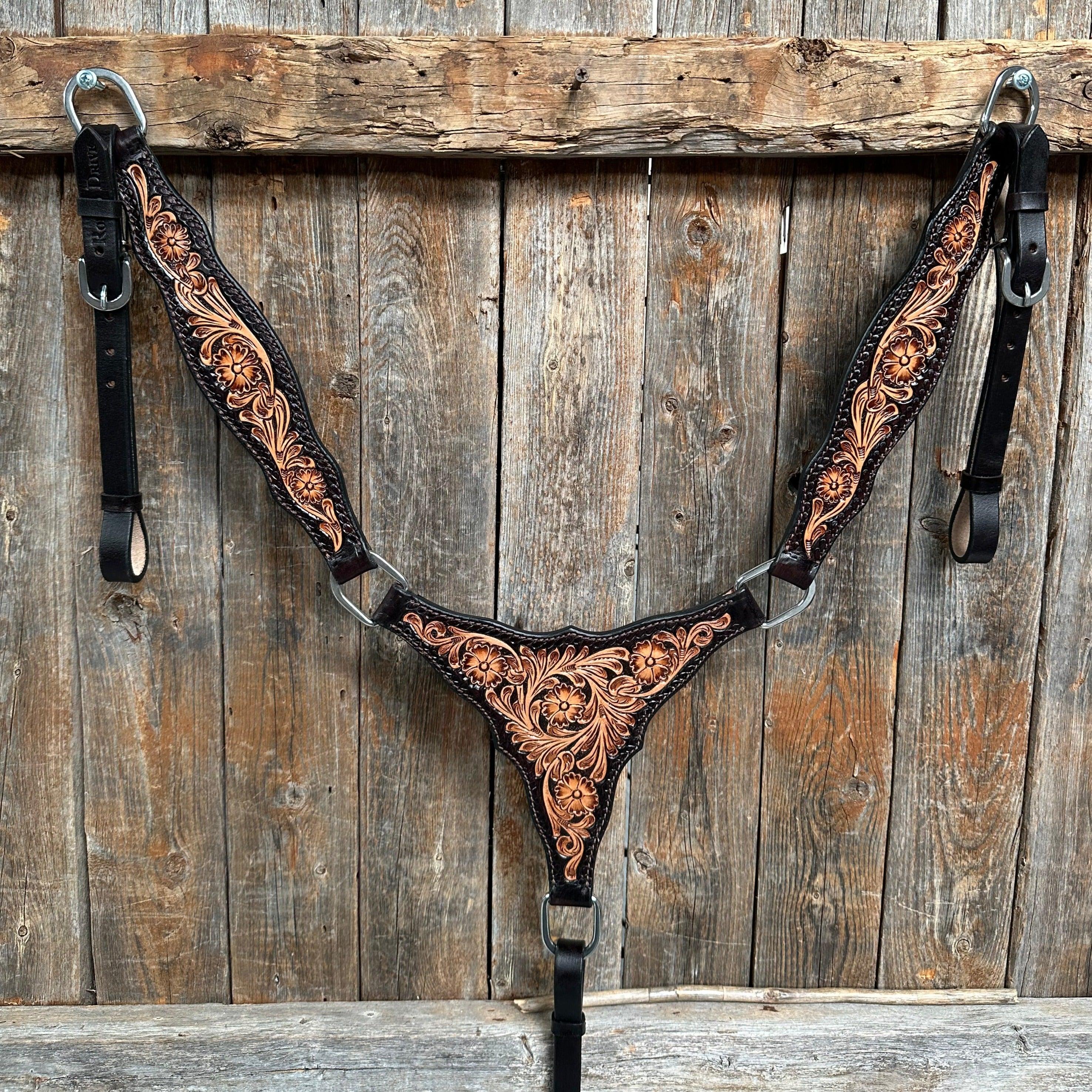 Two Tone Floral Headstall/Breastcollar Set - RODEO DRIVE