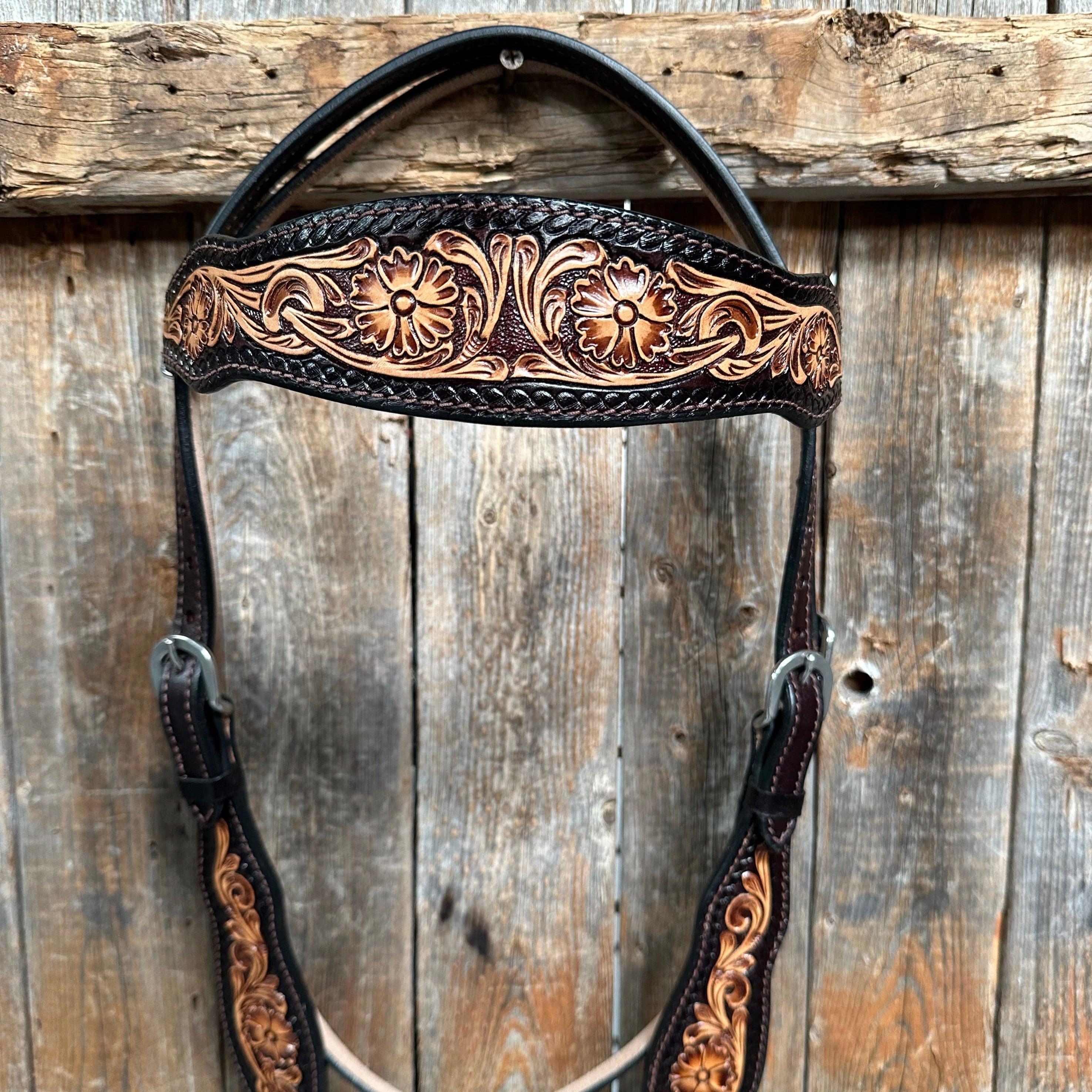 Two Tone Floral Headstall/Breastcollar Set - RODEO DRIVE