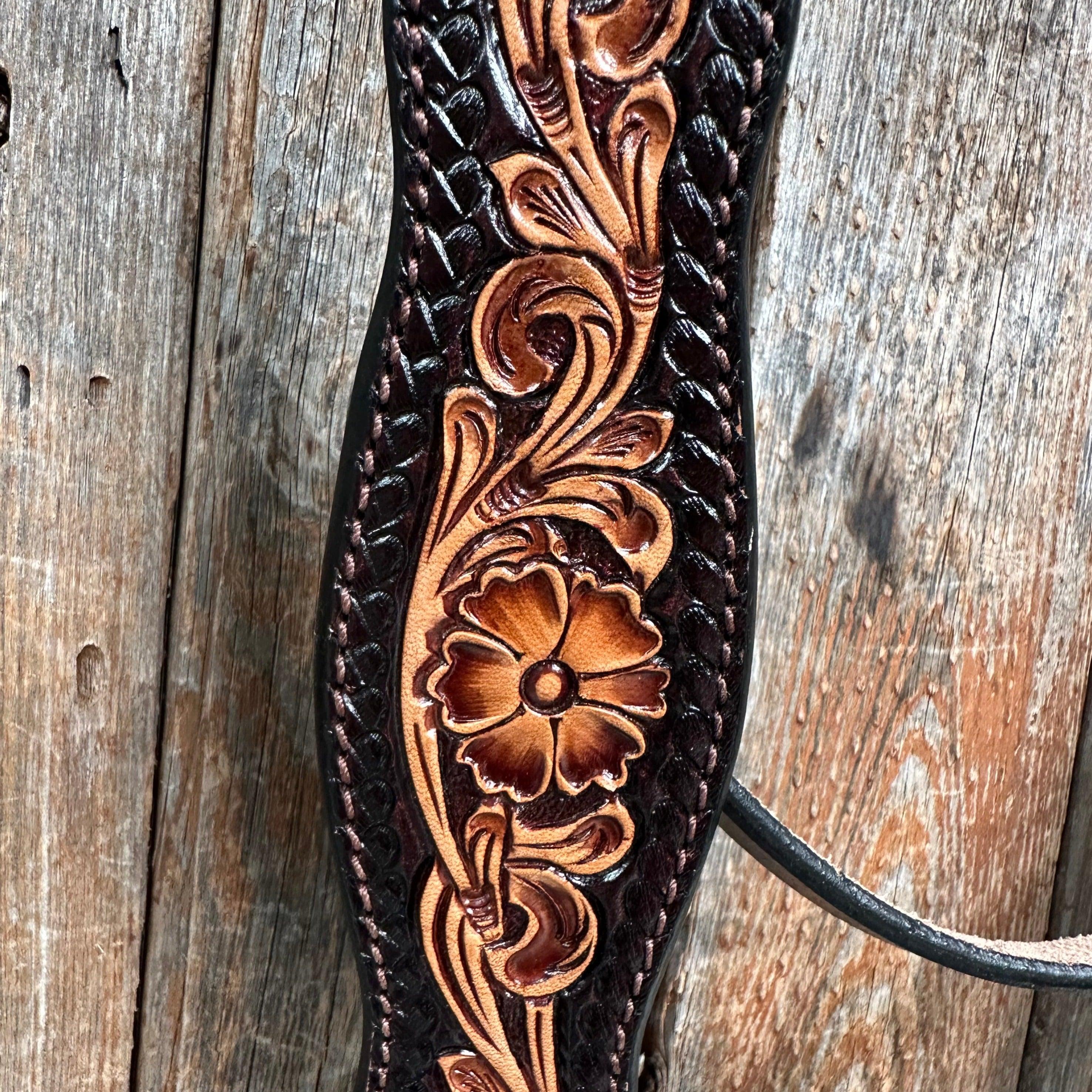 Two Tone Floral Browband Headstall / Bridle #FK135 - RODEO DRIVE