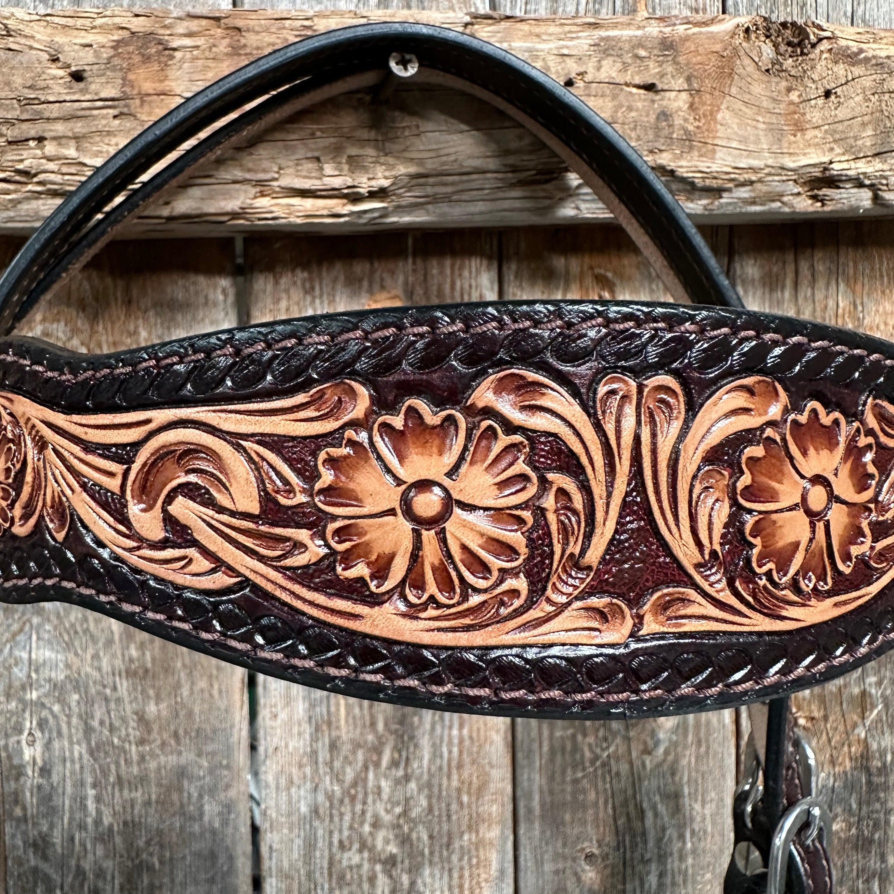 Two Tone Floral Browband Headstall / Bridle #FK135 - RODEO DRIVE