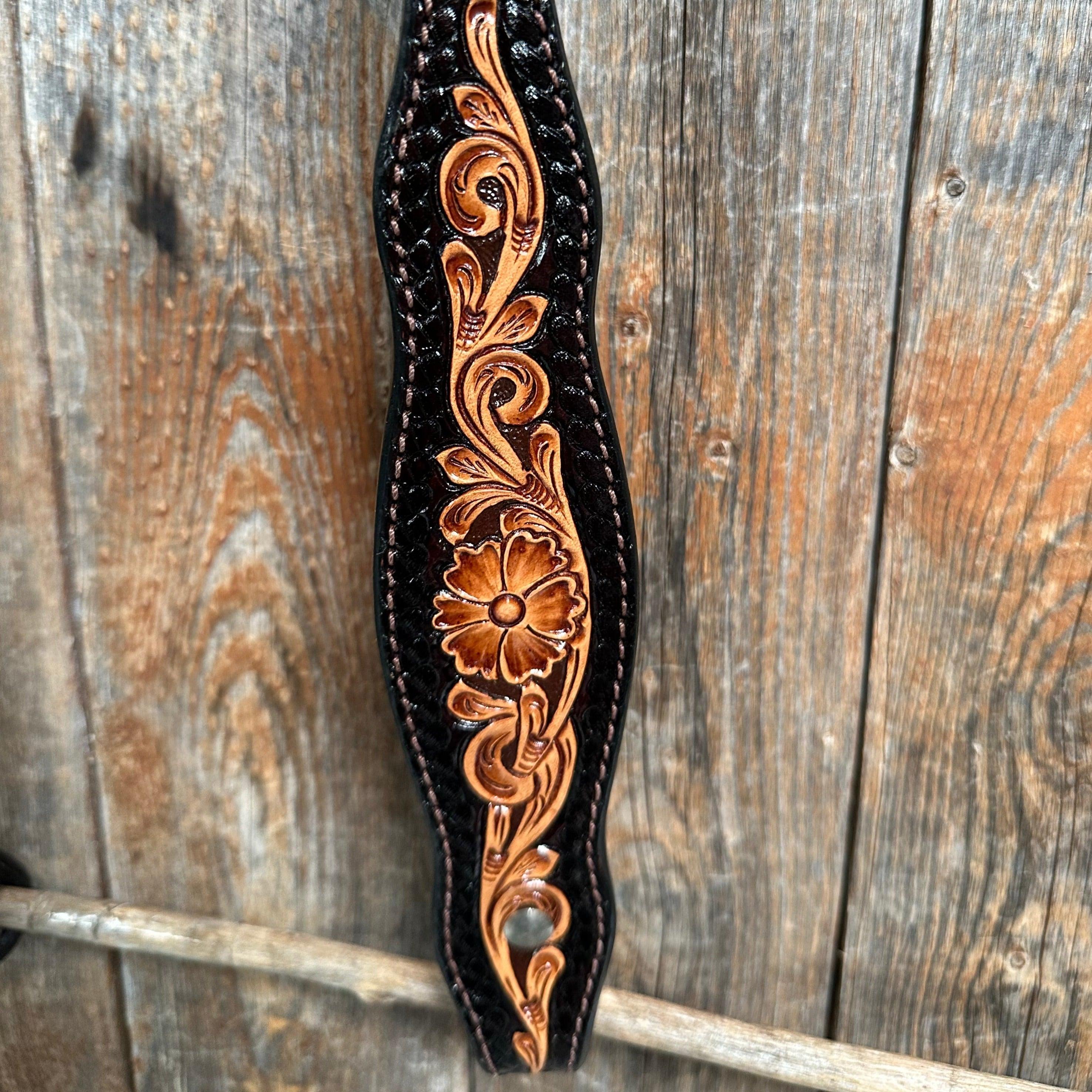 Two Tone Floral One Ear Headstall / Bridle #FK136 - RODEO DRIVE