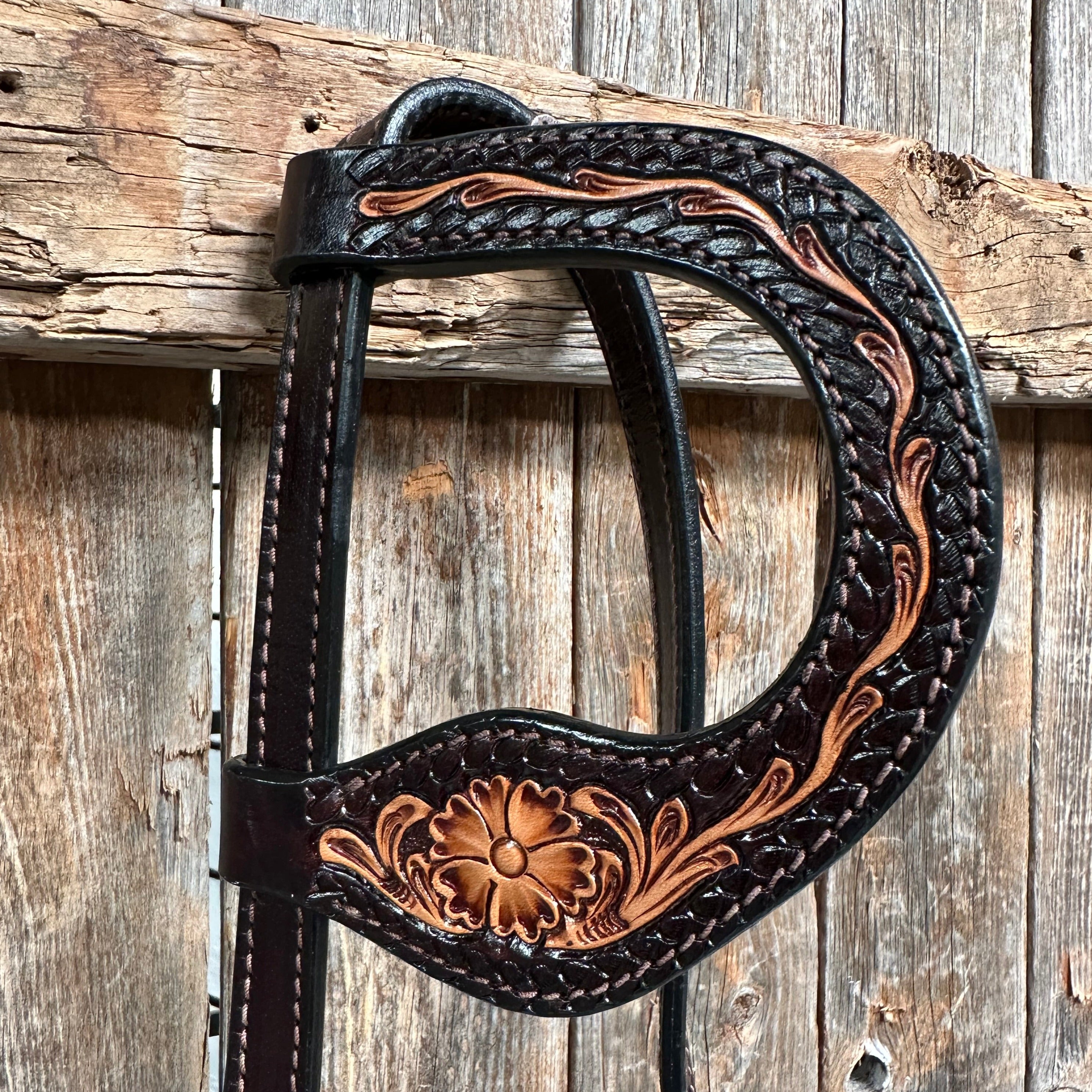 Two Tone Floral One Ear Headstall / Bridle #FK136 - RODEO DRIVE