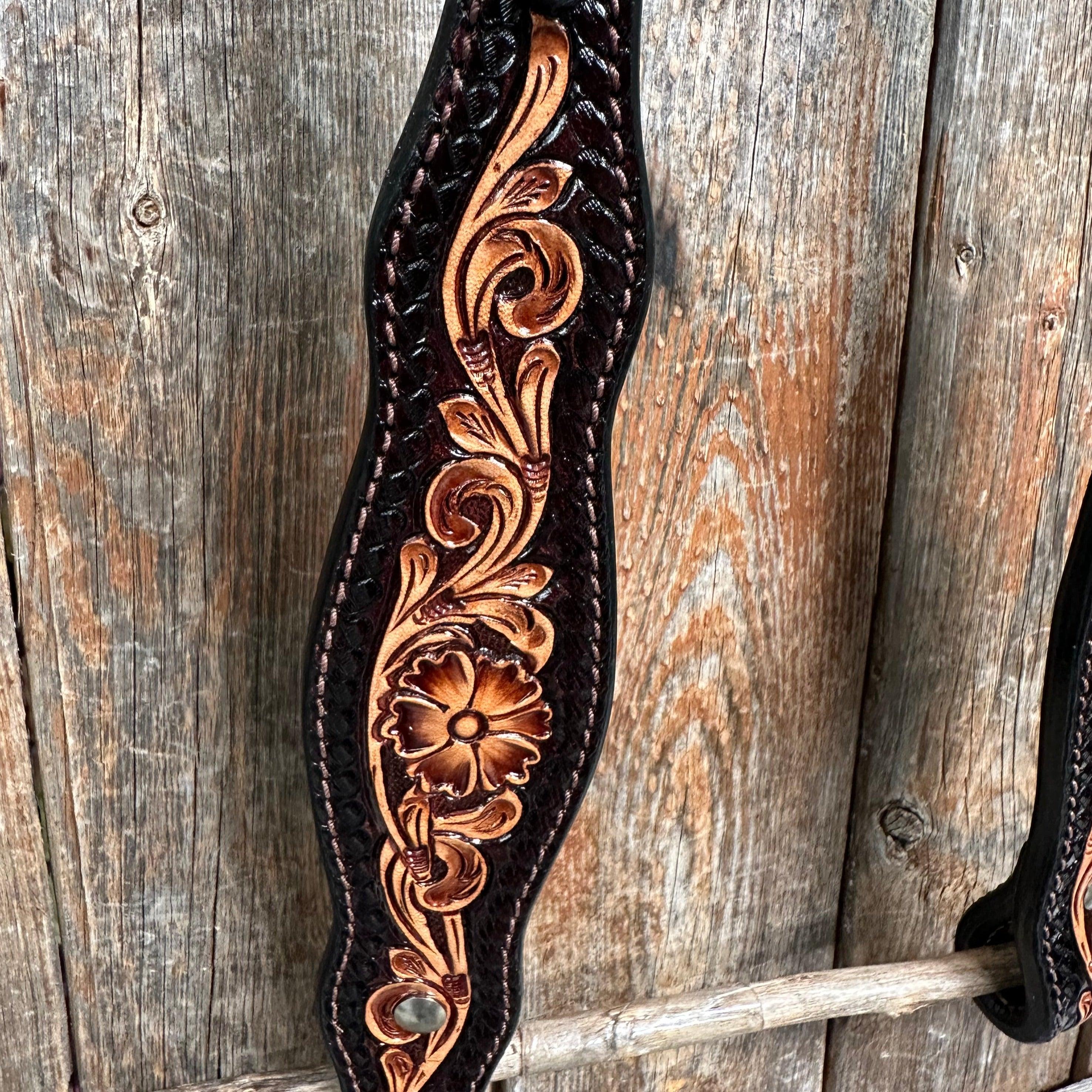 Two Tone Floral One Ear Headstall / Bridle #FK136 - RODEO DRIVE