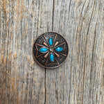 Copper Turquoise & Clear Crystal Concho 1" W138S - RODEO DRIVE