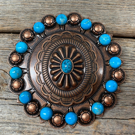 Copper Turquoise Oval Berry Jacket #BJW179L - RODEO DRIVE