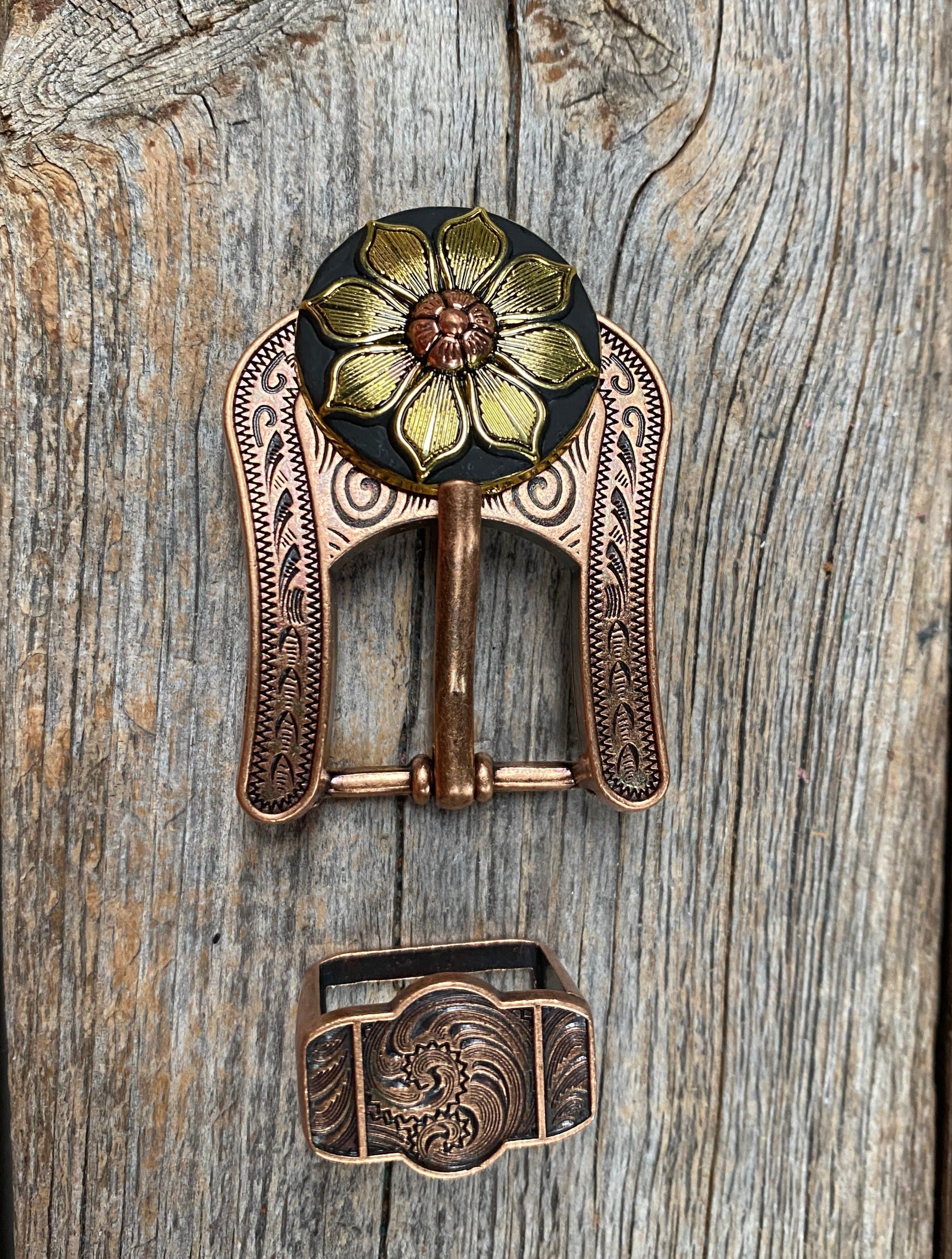 Black & Gold Sunflower Concho Buckle Adapter W125COBA - RODEO DRIVE