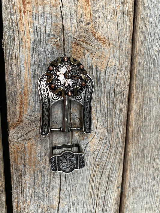 Floral Dots Antique Silver Western Concho Buckle Adapter W147ASBA - RODEO DRIVE