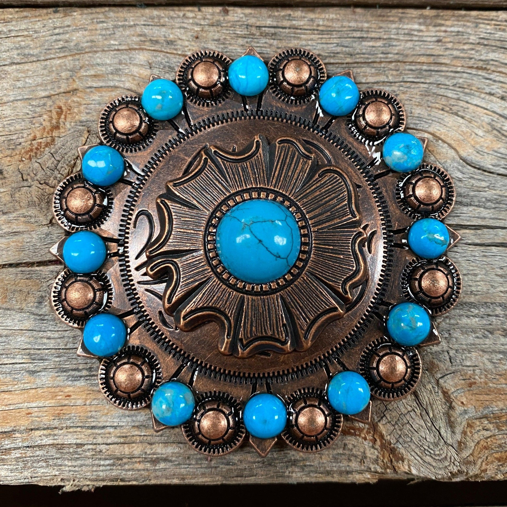 Copper Turquoise Round Concho Berry Jacket #BJW128L - RODEO DRIVE