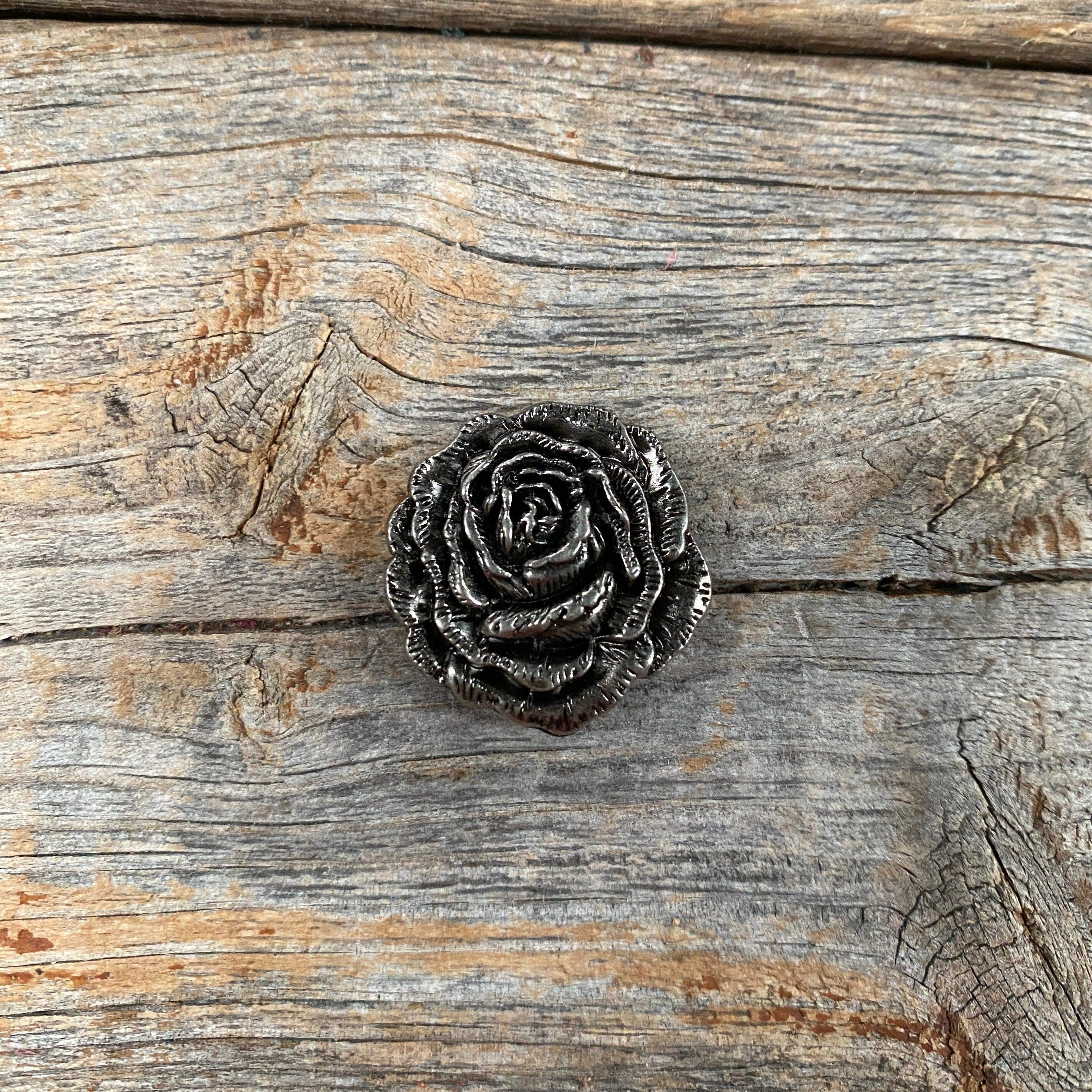 Antique Silver Rose Concho 1