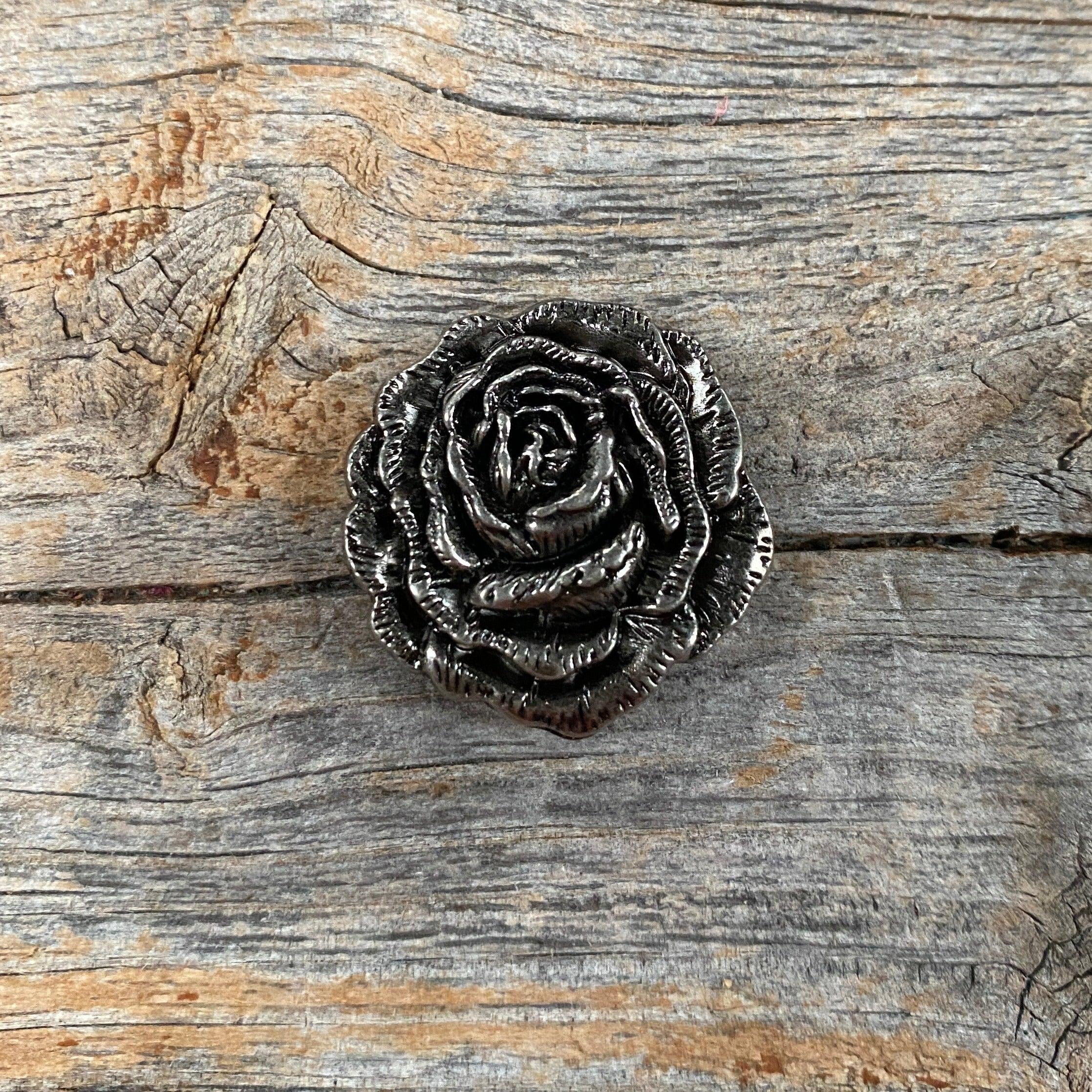 Antique Silver Rose Concho 1.5" W108AL - RODEO DRIVE