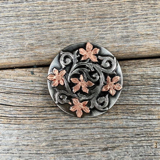 Silver - Copper Floral 1" Concho W200S - RODEO DRIVE