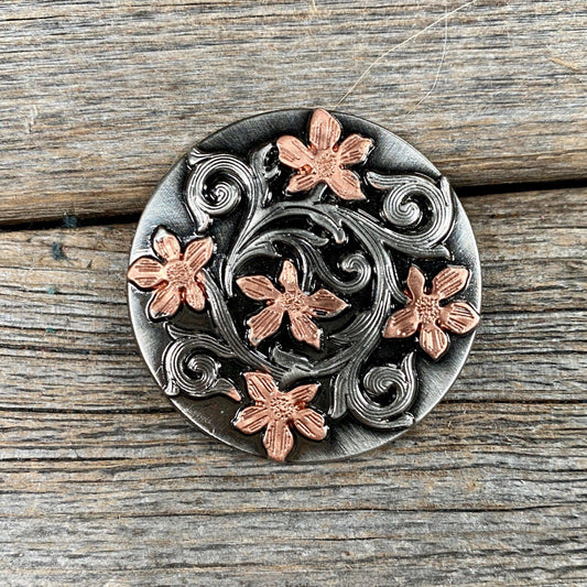 Silver - Copper Floral 1.5"Concho W200L - RODEO DRIVE