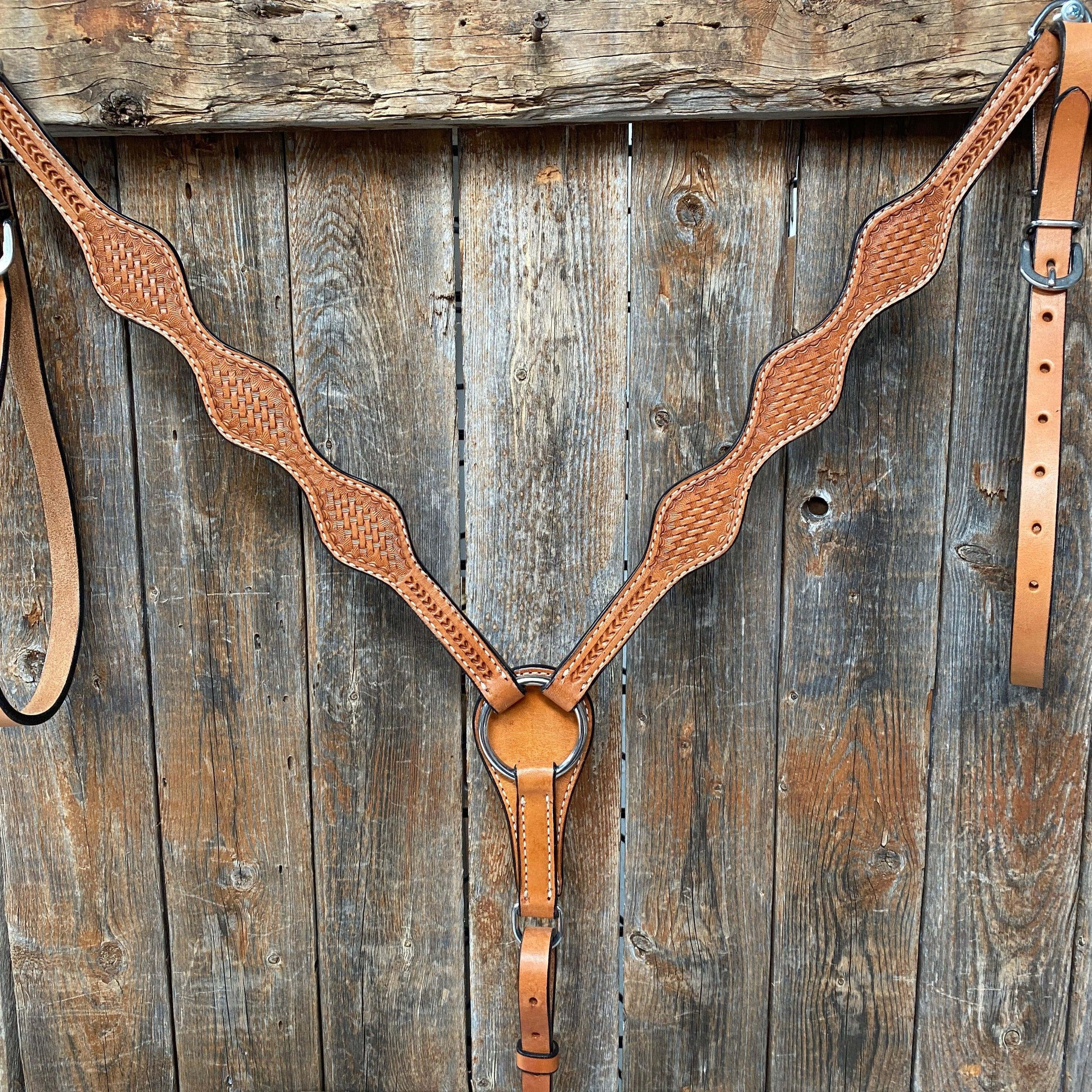 Basketweave Scalloped Light Oil Breastcollar - RODEO DRIVE