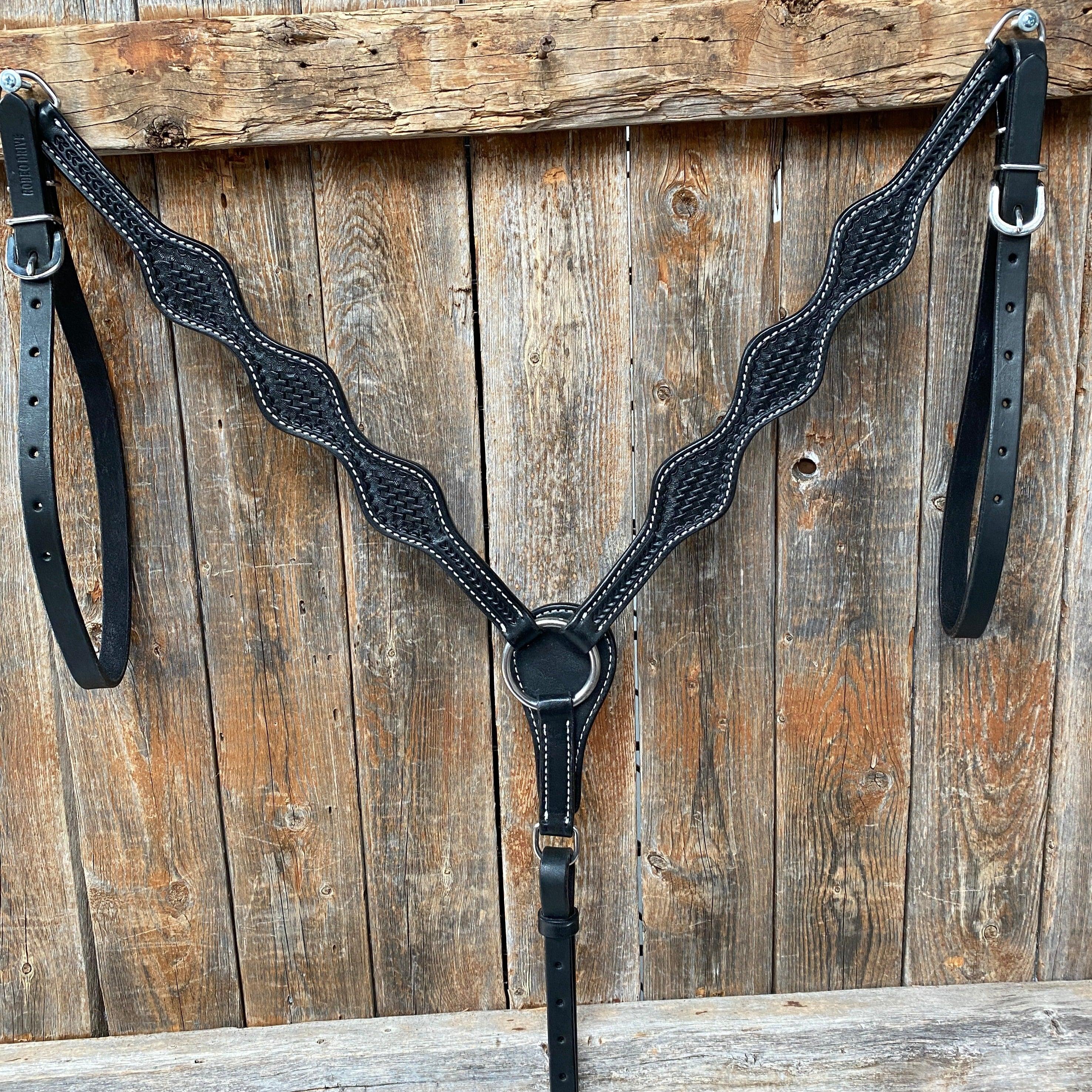 Basketweave Scalloped Black Breastcollar - RODEO DRIVE