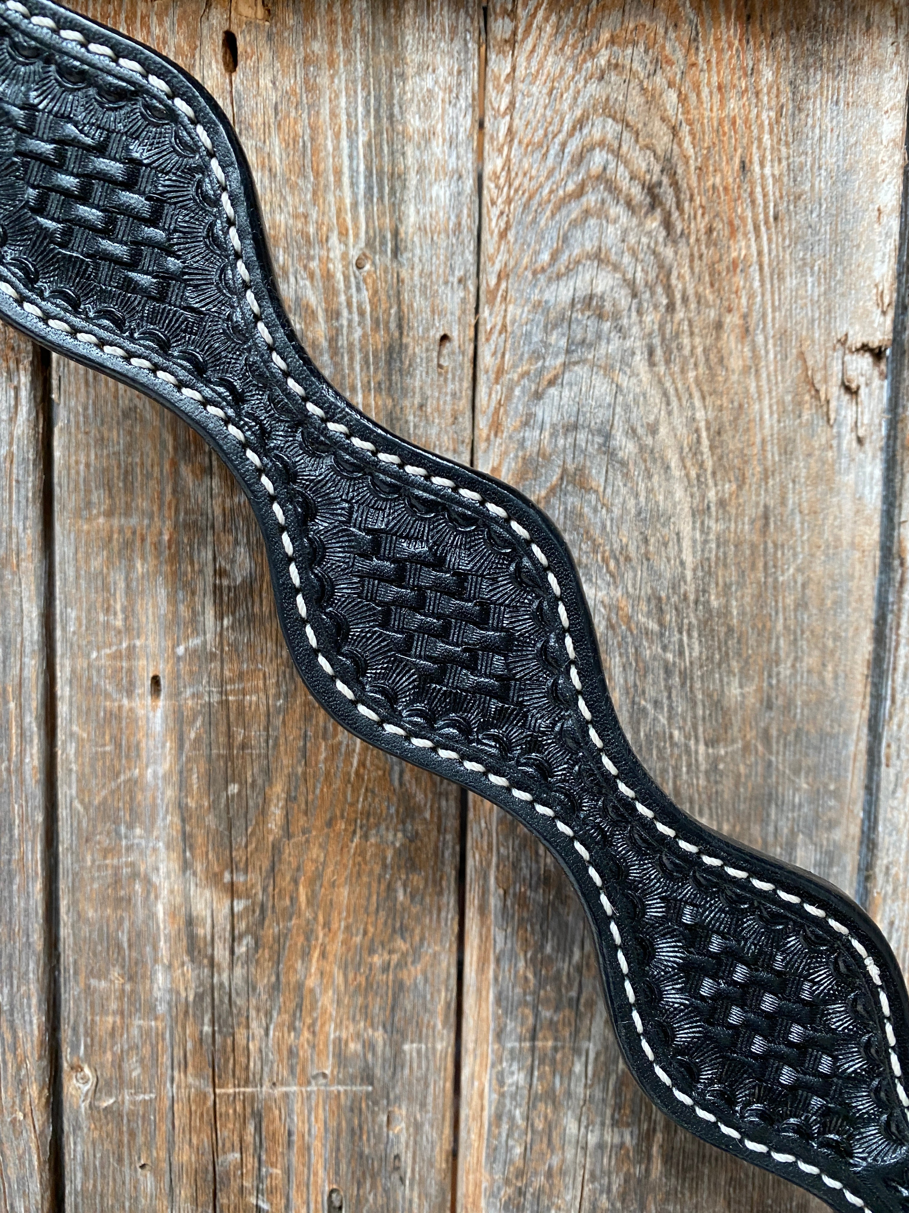 Basketweave Scalloped Black Breastcollar - RODEO DRIVE