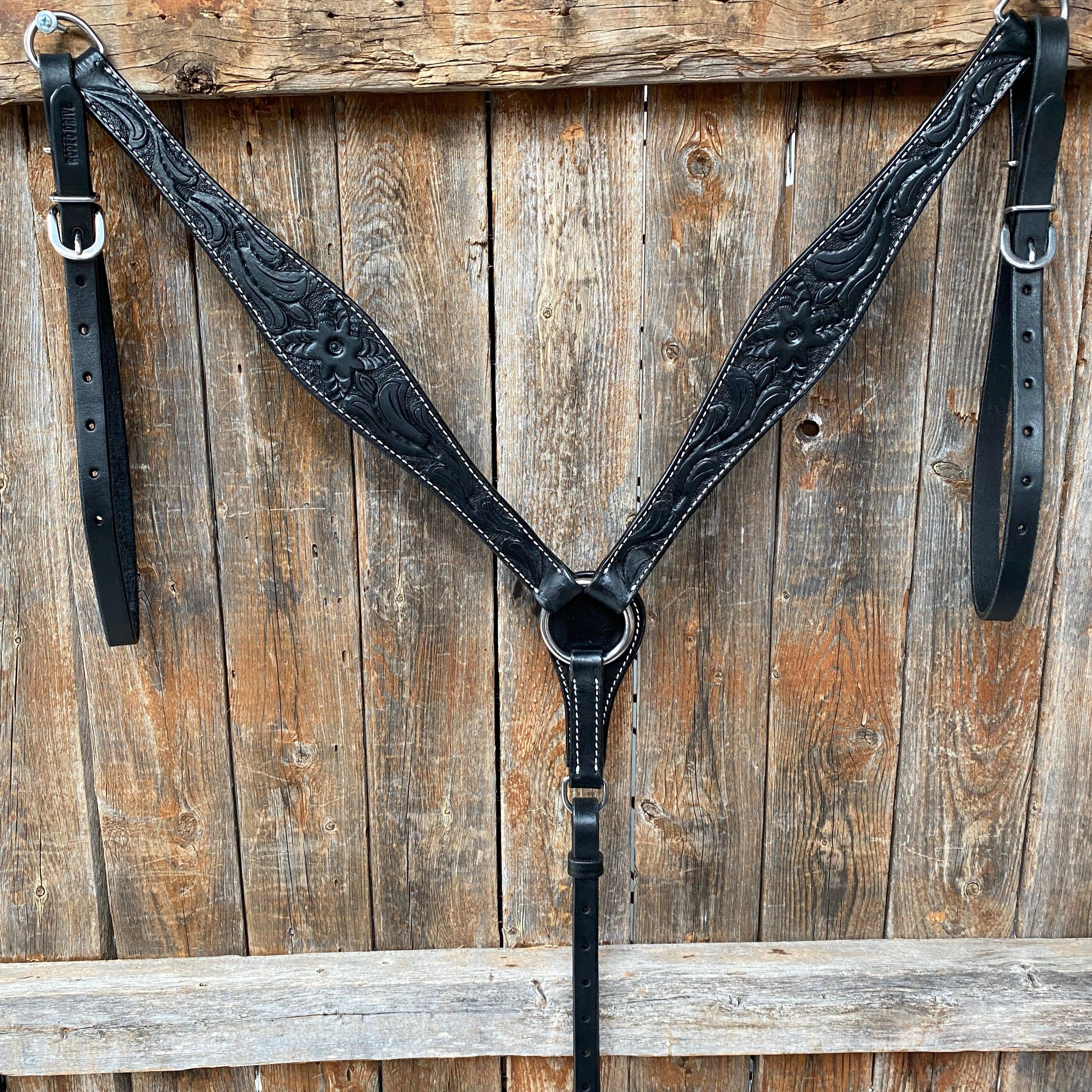Floral Tooled Black Breastcollar #5066 - RODEO DRIVE