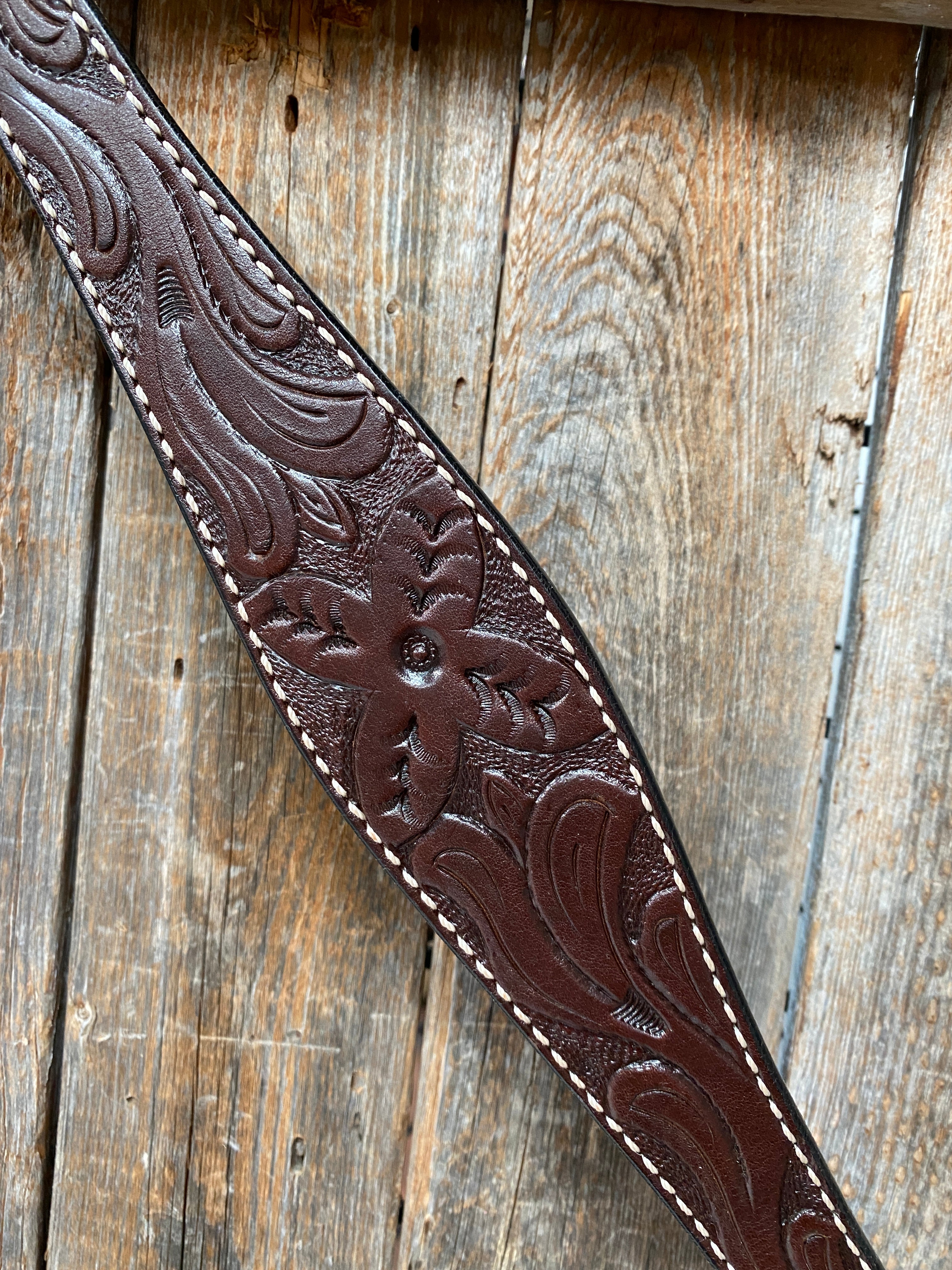Floral Tooled Dark Oil Breastcollar - RODEO DRIVE