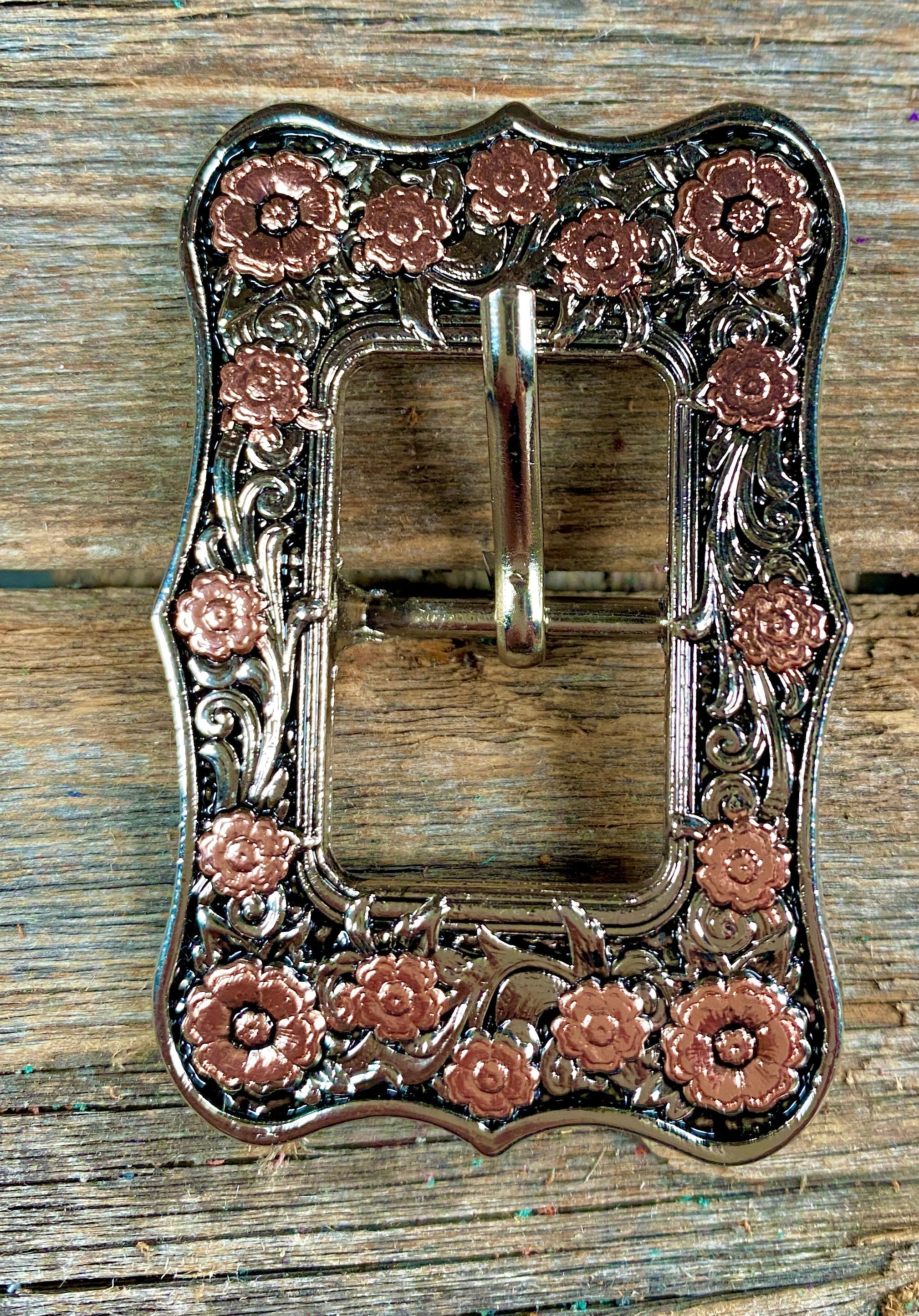 Antique Silver Floral Cart Buckle W151B - RODEO DRIVE
