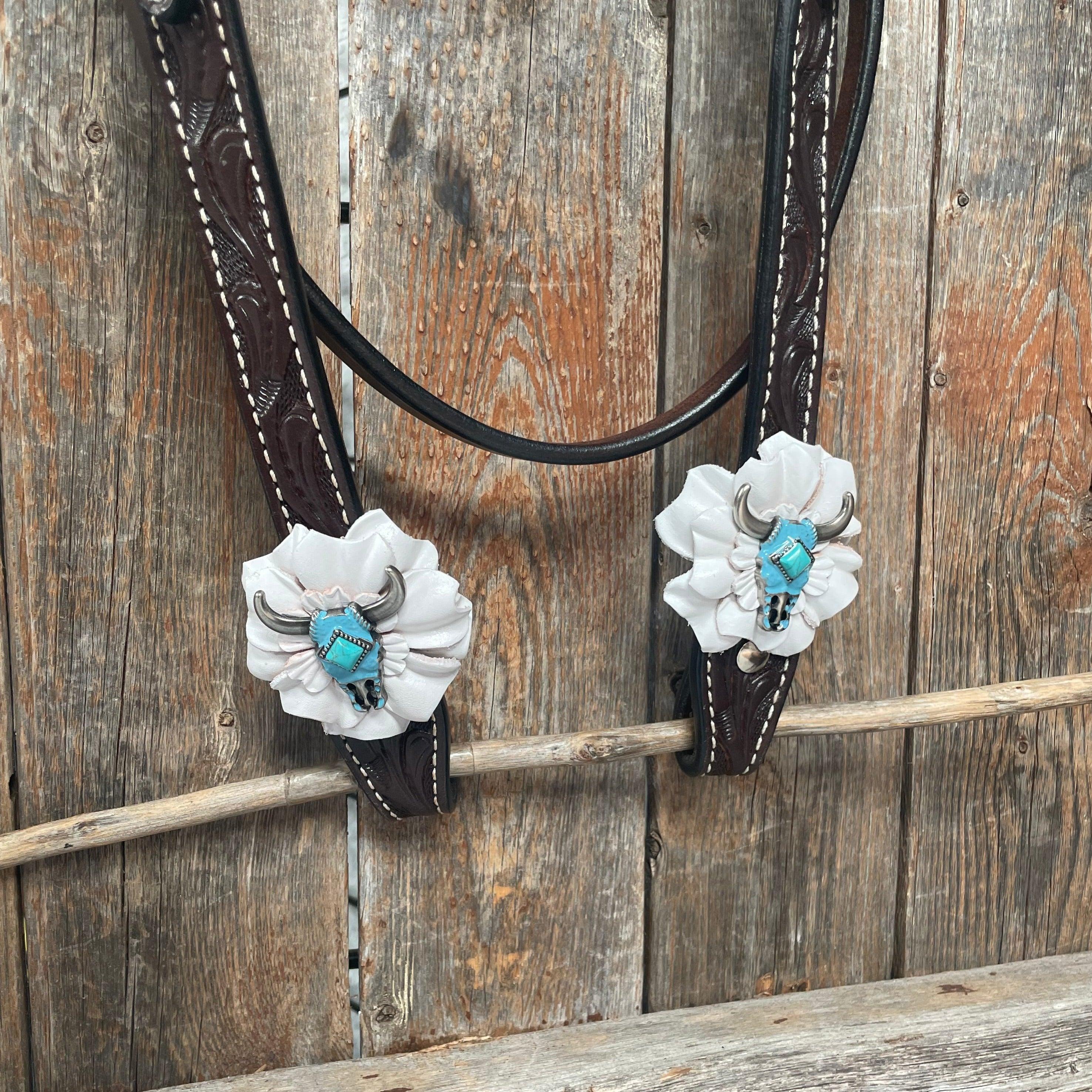 Dark Oil Steer Head Browband Tack Set #BBBC490 - RODEO DRIVE