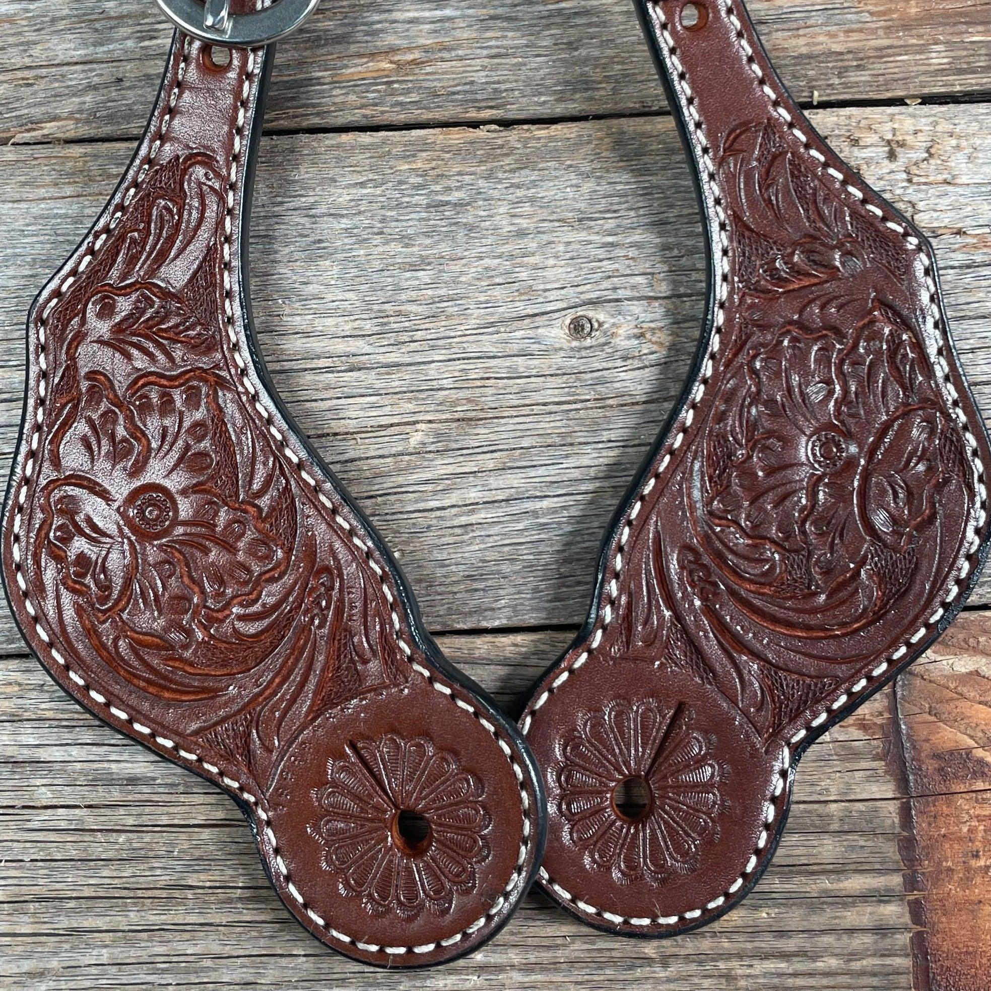 Medium Oil Floral Tooled Spur Straps - RODEO DRIVE