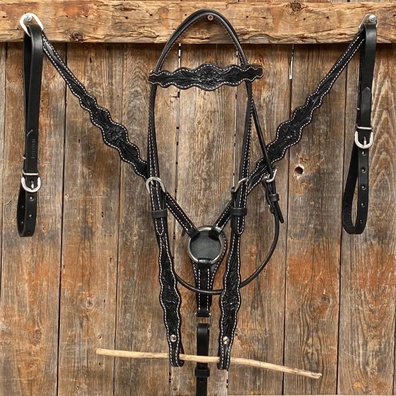 Floral Scalloped Black Tack Sets - RODEO DRIVE