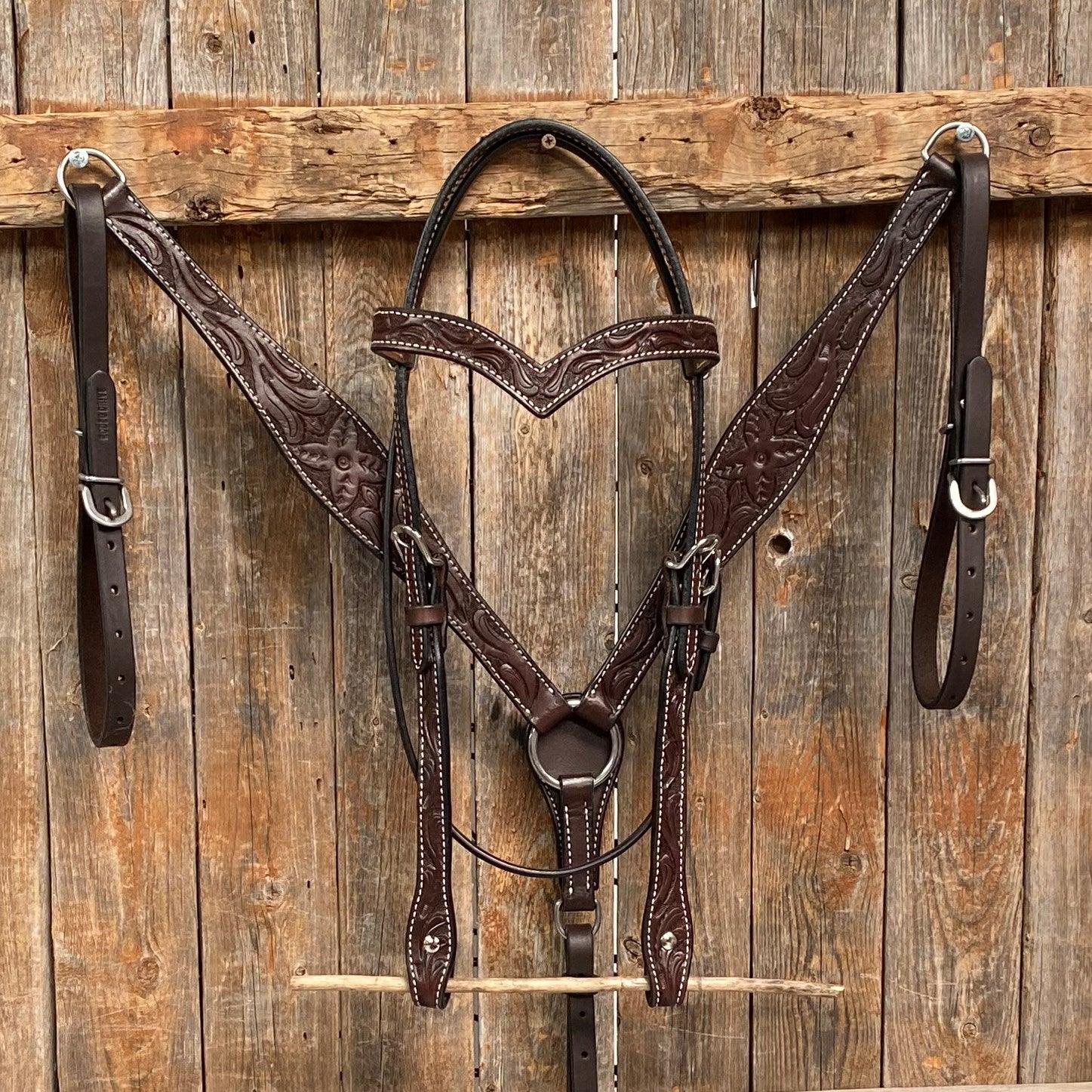 Floral Tooled Dark Oil Tack Set - RODEO DRIVE