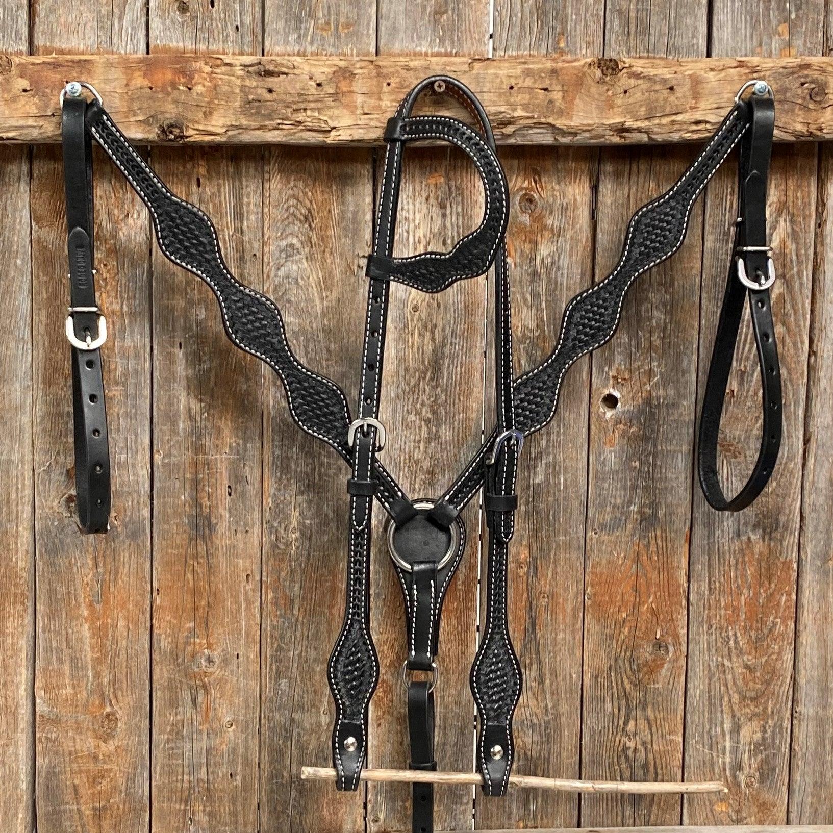 Basketweave Scalloped Black Tack Sets - RODEO DRIVE