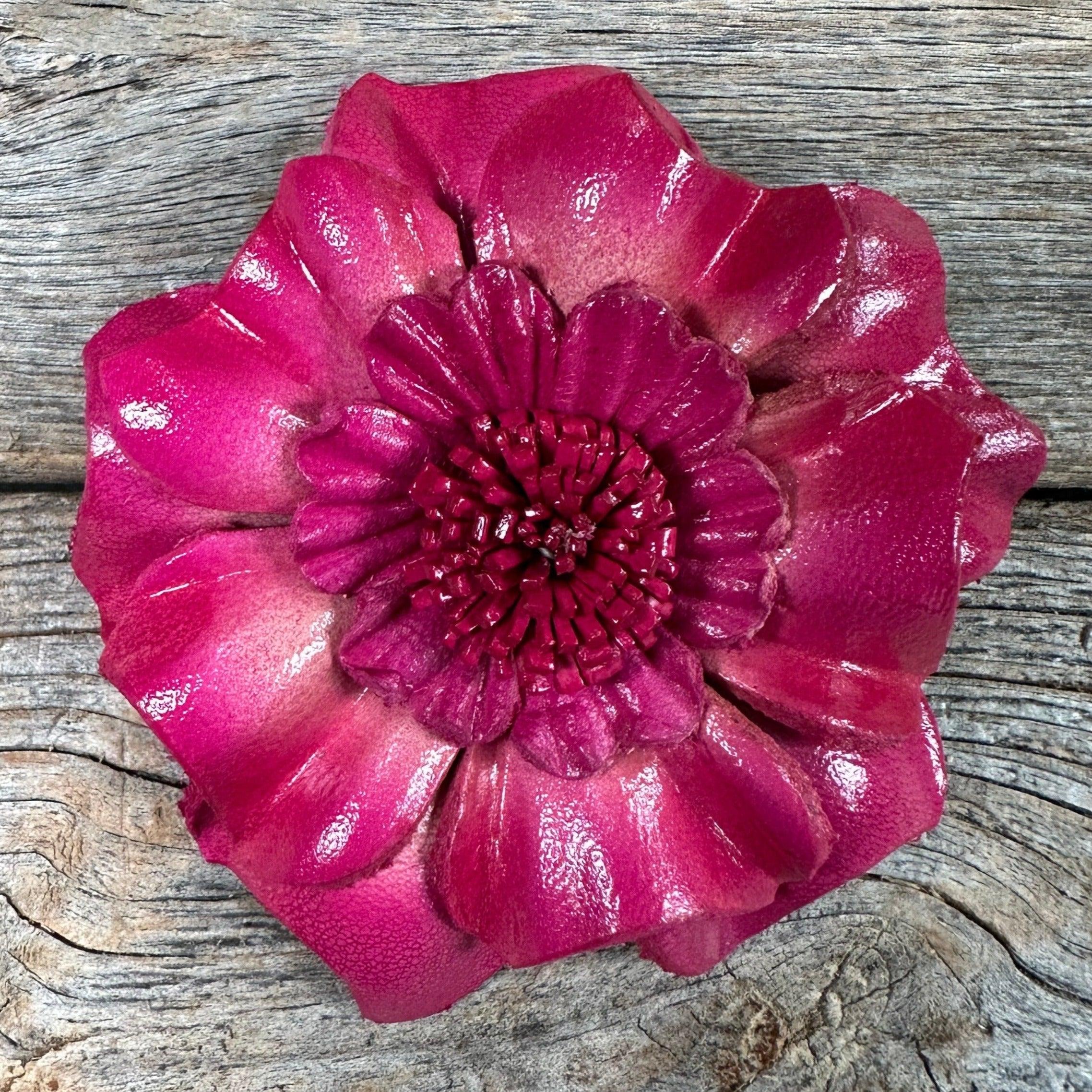 Hot Pink Carnation Leather Flower - RODEO DRIVE