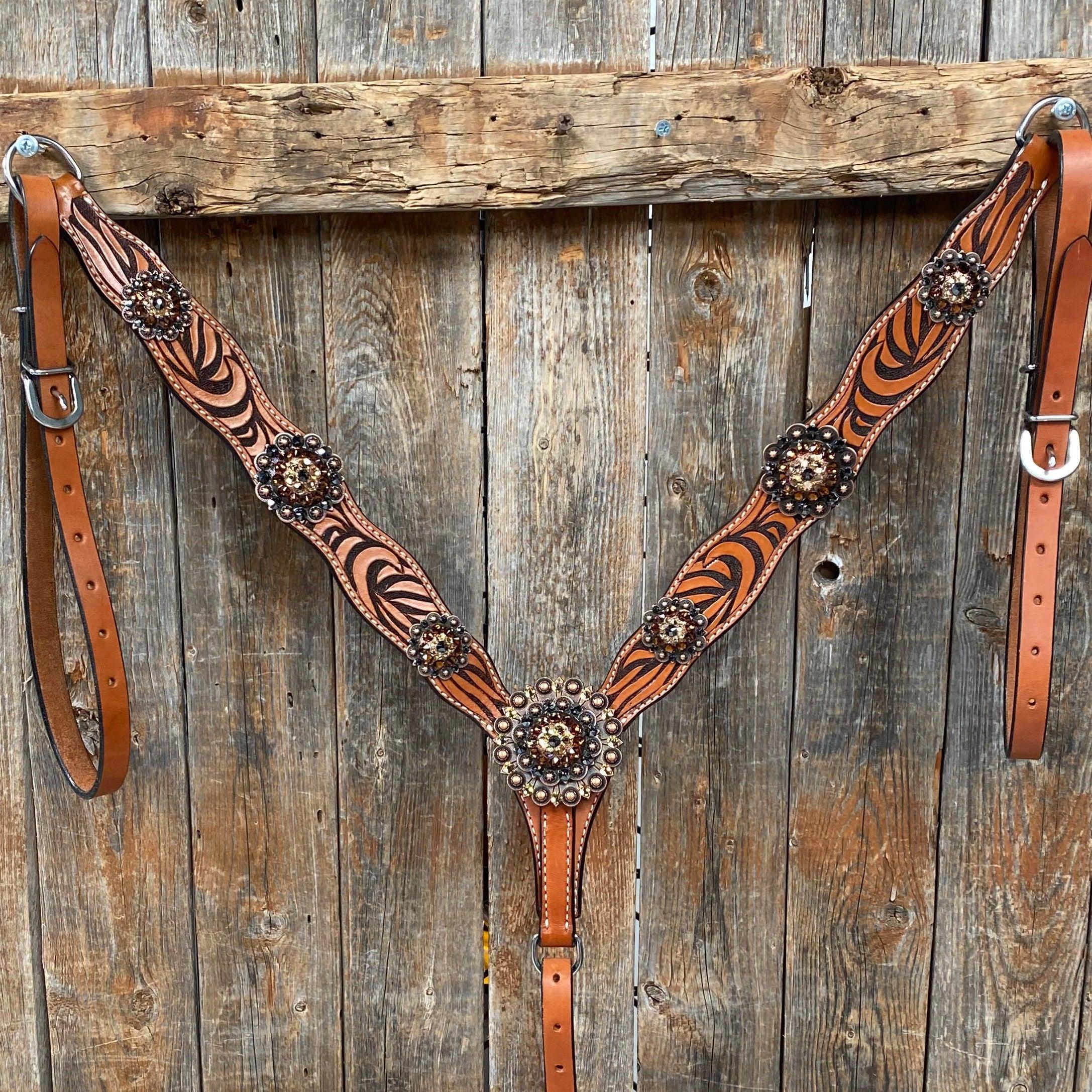 Zebra Jet and Topaz Browband / Breastcollar #BBBC544 - RODEO DRIVE