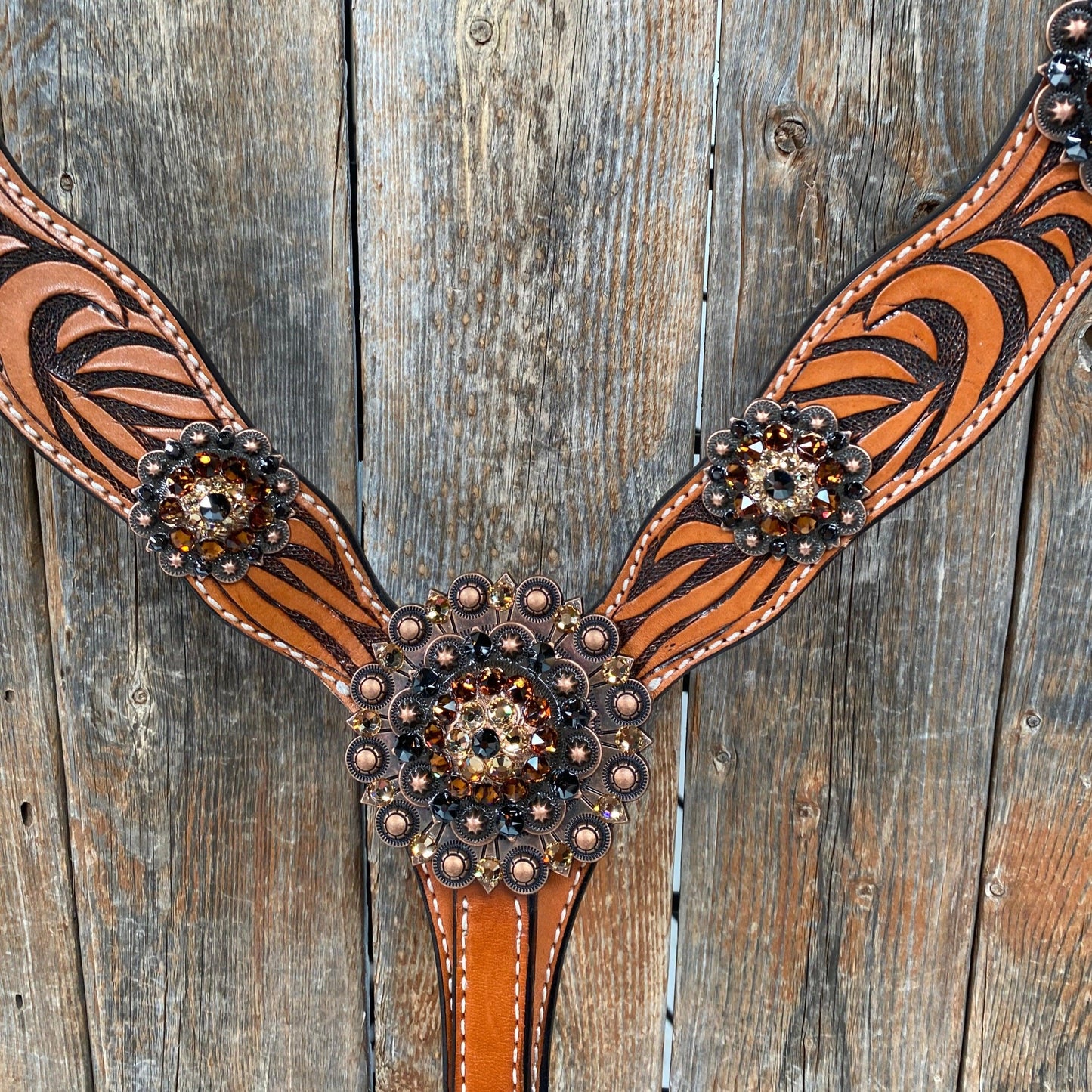Zebra Jet and Topaz Browband / Breastcollar #BBBC544 - RODEO DRIVE