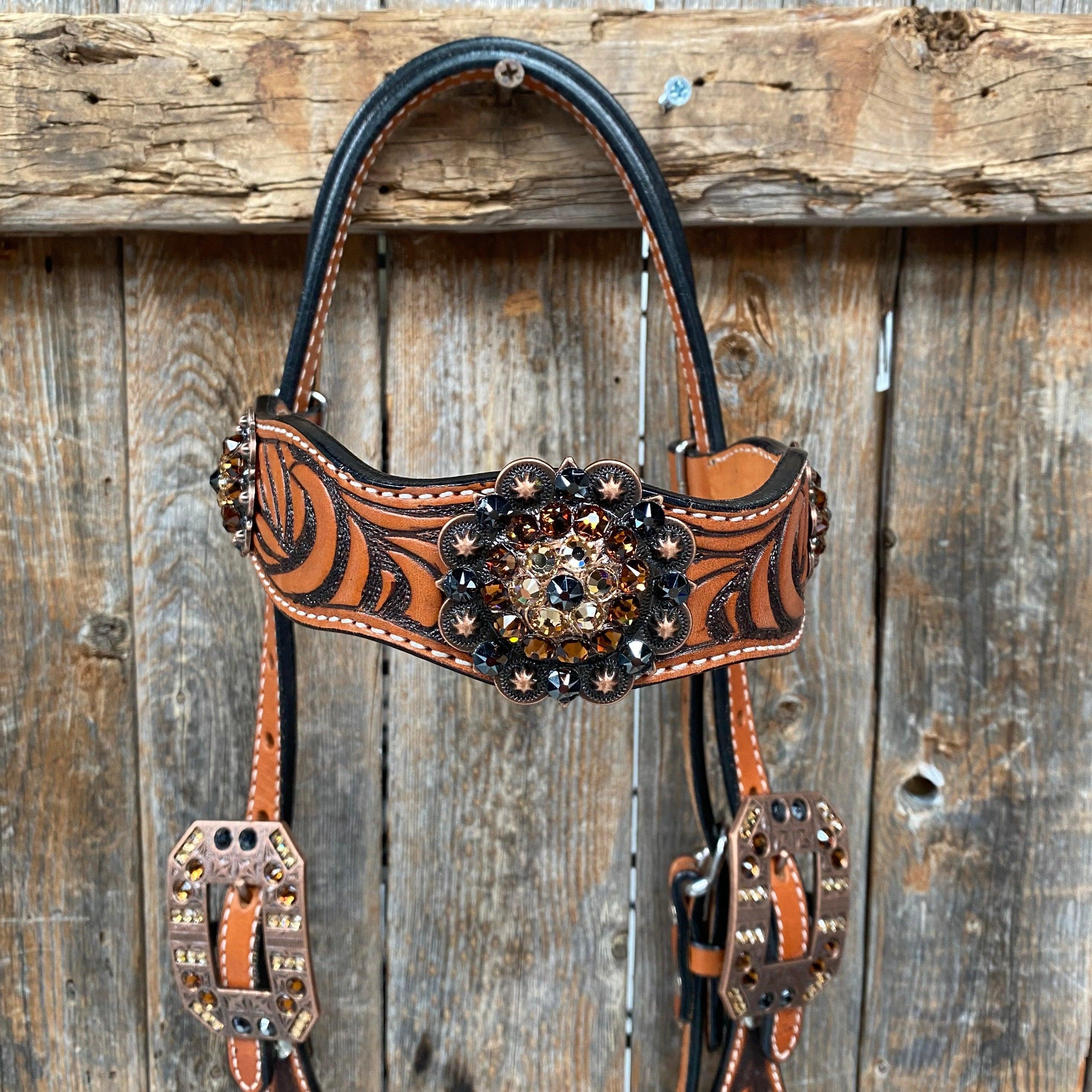 Zebra Jet and Topaz Browband / Breastcollar #BBBC544 - RODEO DRIVE