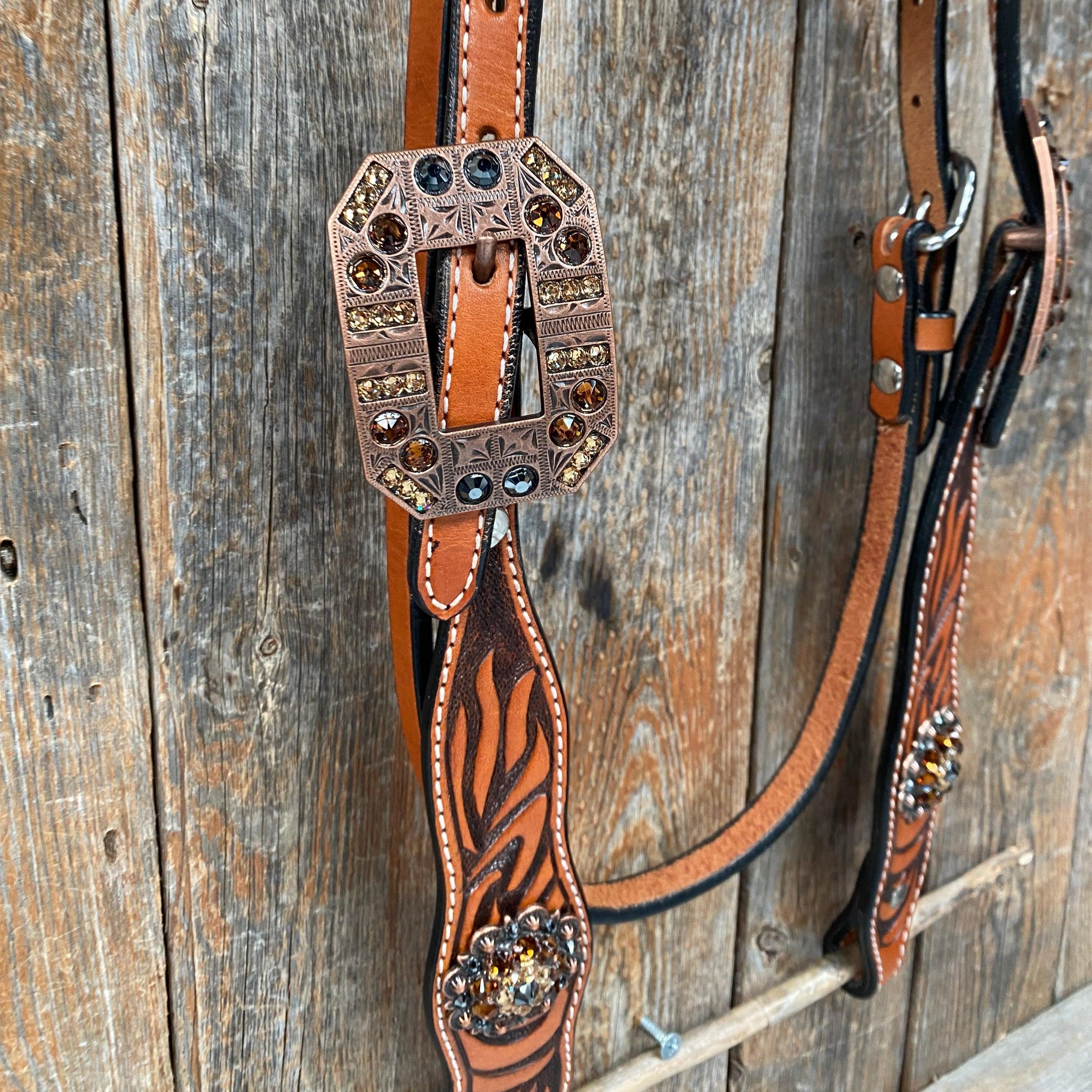 Zebra Jet and Topaz Browband / Breastcollar #BBBC544 - RODEO DRIVE