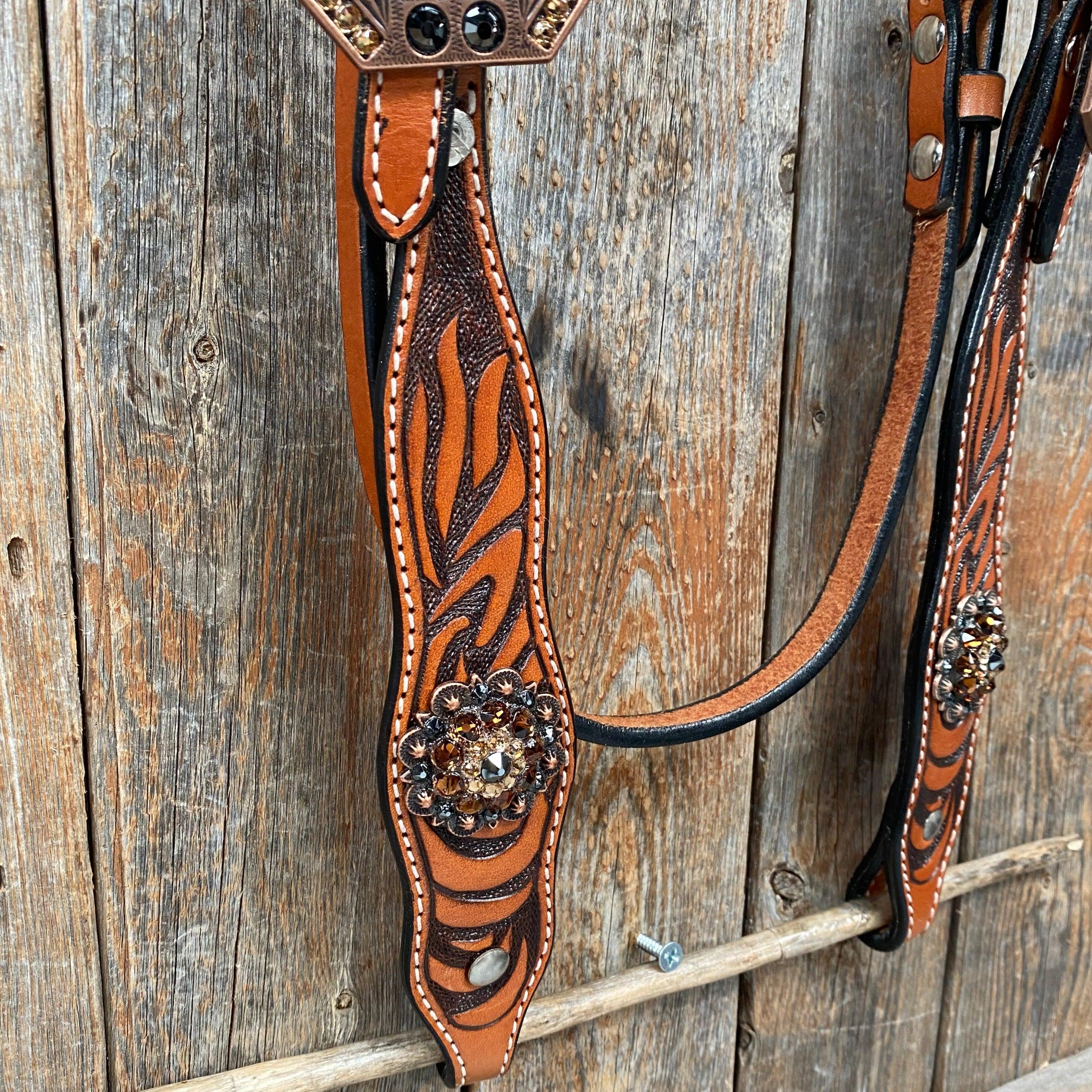 Zebra Jet and Topaz Browband / Breastcollar #BBBC544 - RODEO DRIVE
