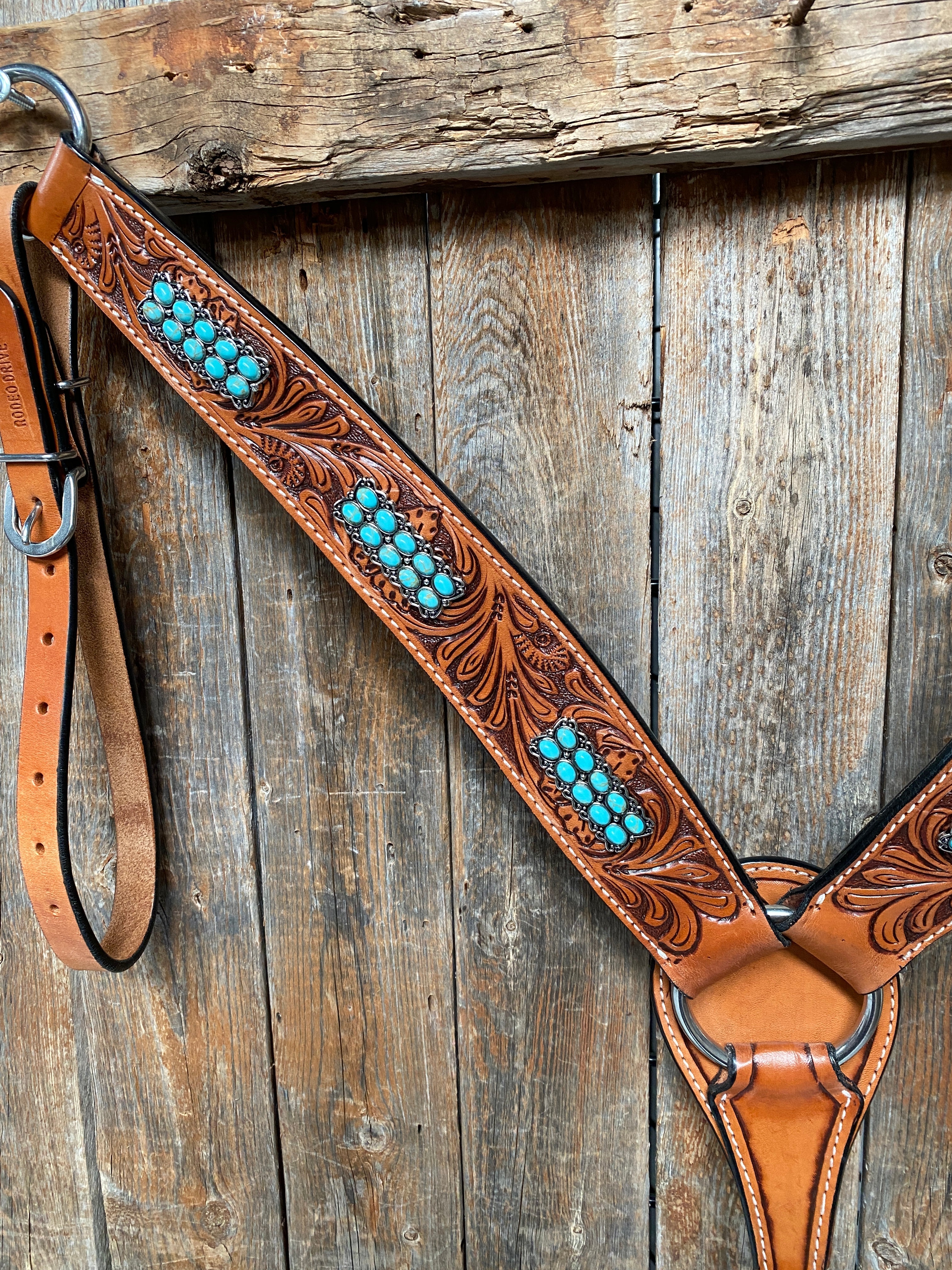 Light Oil Buckaroo Roper Turquoise One Ear & Breastcollar #OEBC446 - RODEO DRIVE