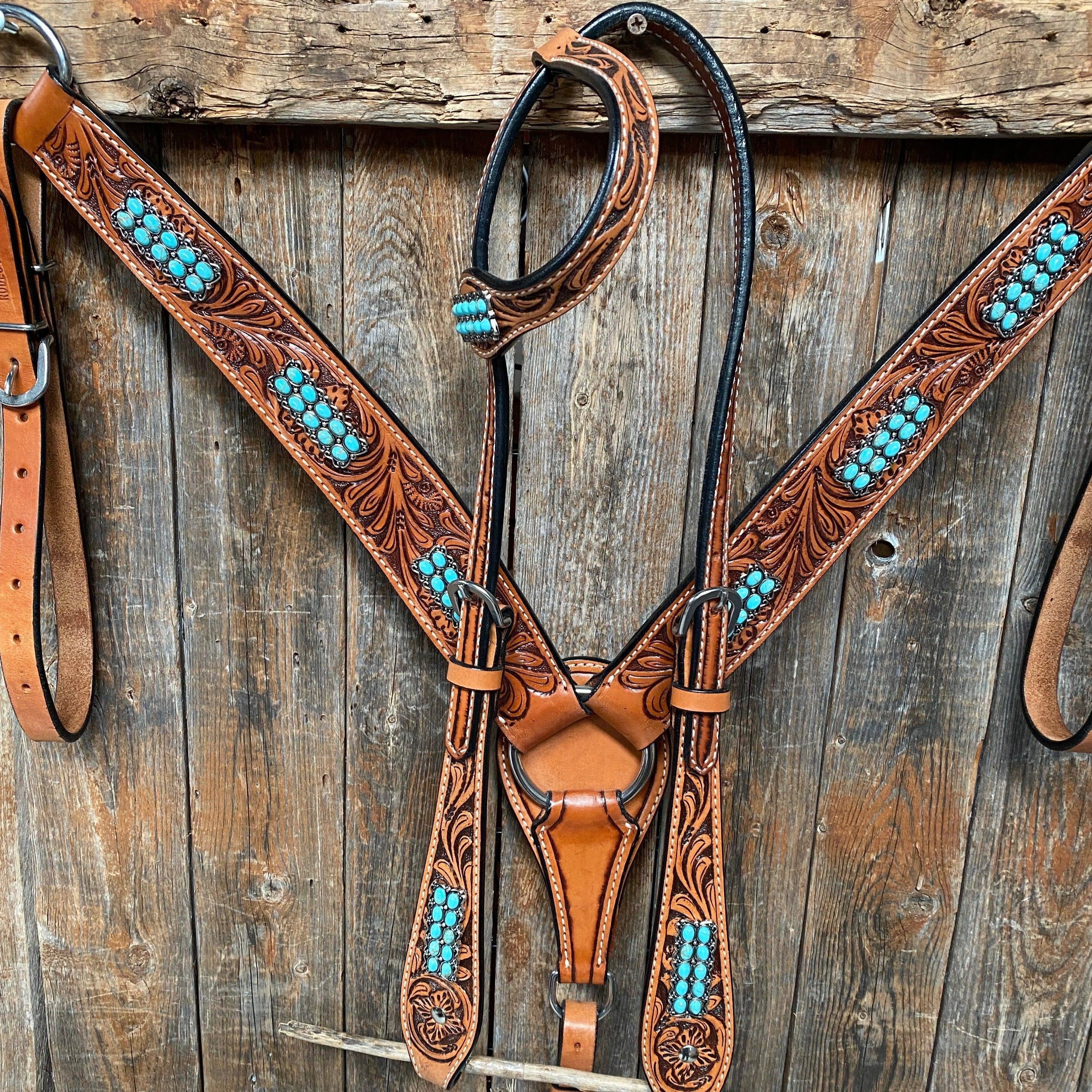 Light Oil Buckaroo Roper Turquoise One Ear & Breastcollar #OEBC446 - RODEO DRIVE