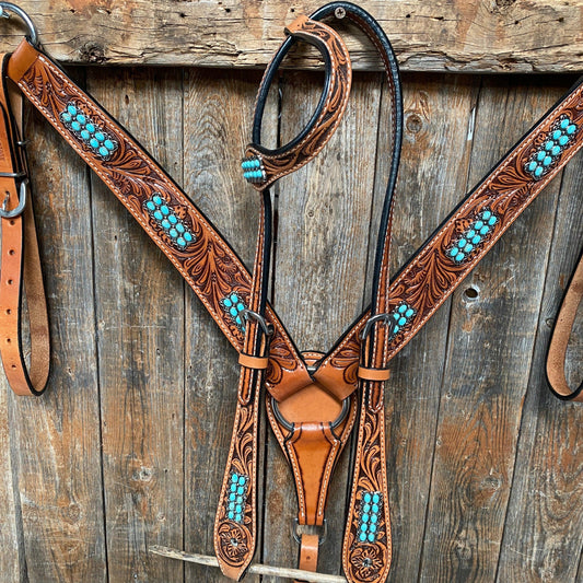 Light Oil Buckaroo Roper Turquoise One Ear & Breastcollar #OEBC446 - RODEO DRIVE