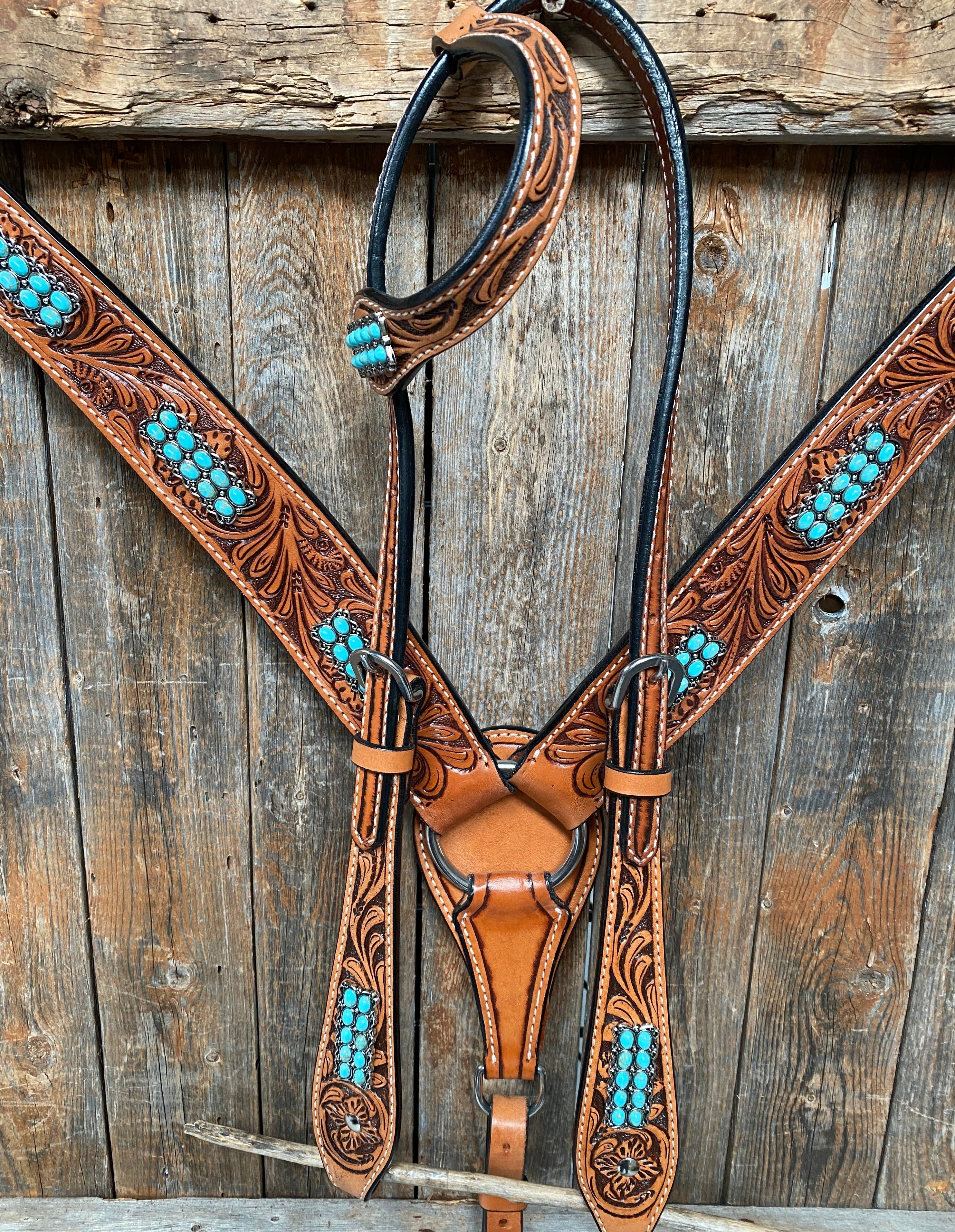 Light Oil Buckaroo Roper Turquoise One Ear & Breastcollar #OEBC446 - RODEO DRIVE