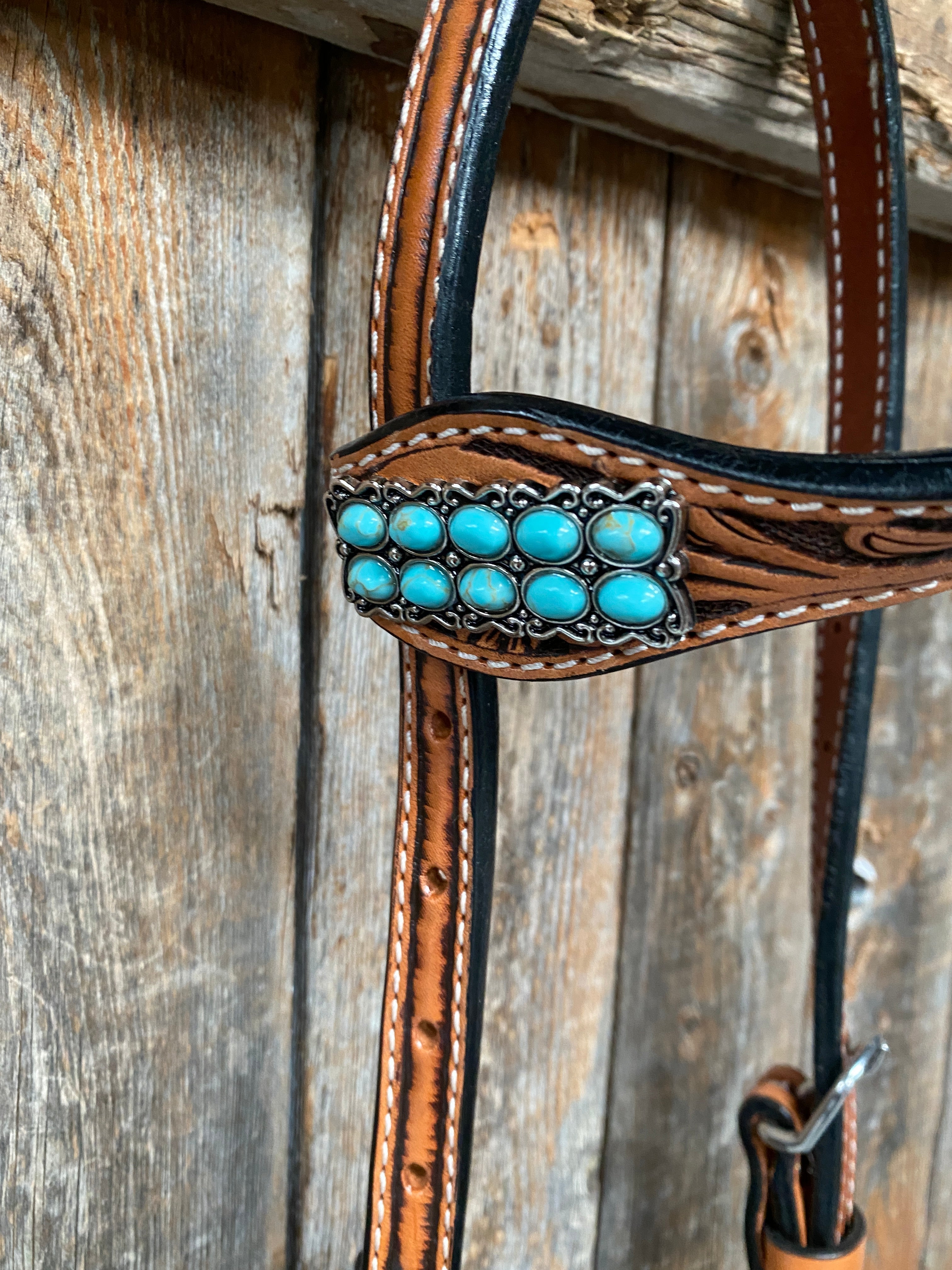 Light Oil Buckaroo Roper Turquoise One Ear & Breastcollar #OEBC446 - RODEO DRIVE
