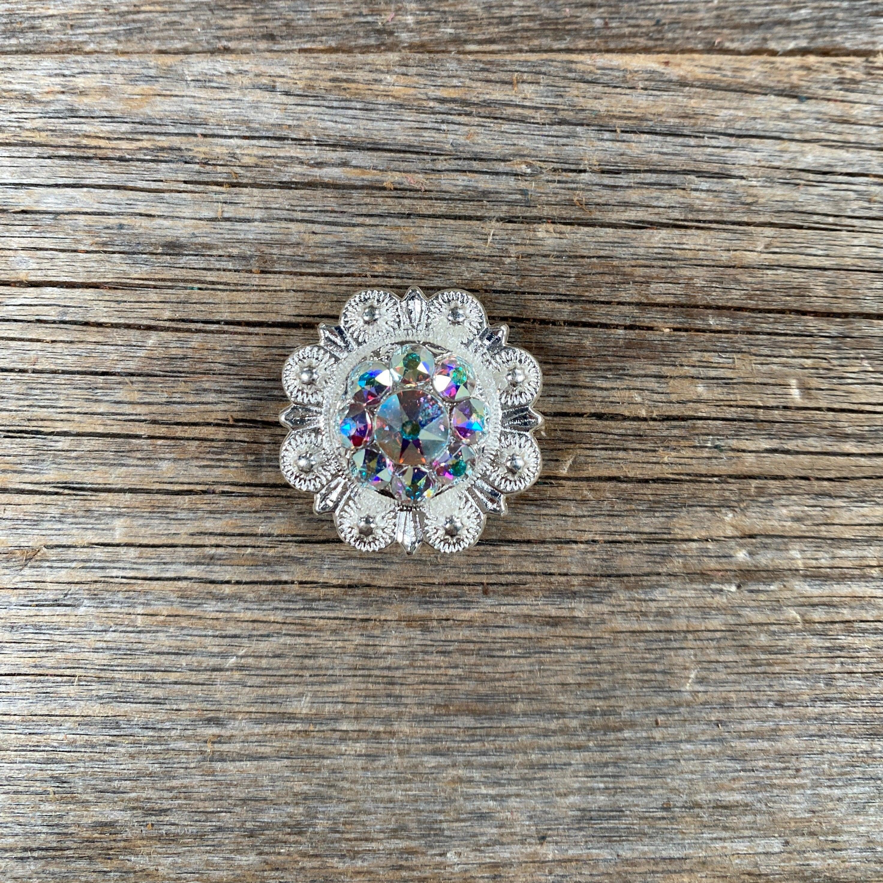 AB Bright Silver 1" European Crystal Concho - RODEO DRIVE