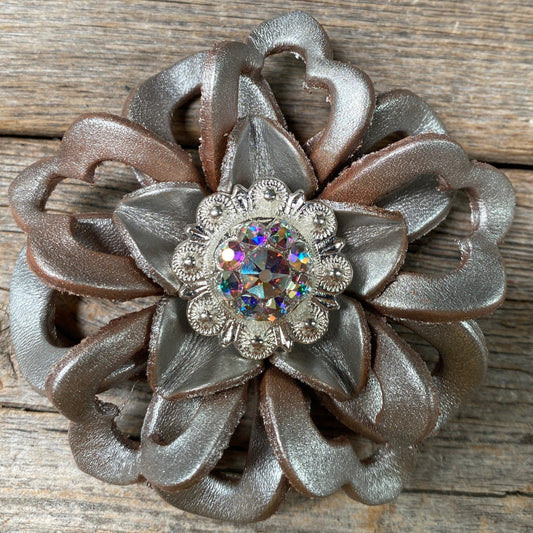 Silver Lotus Flower With Bright Silver AB 1" Concho - RODEO DRIVE