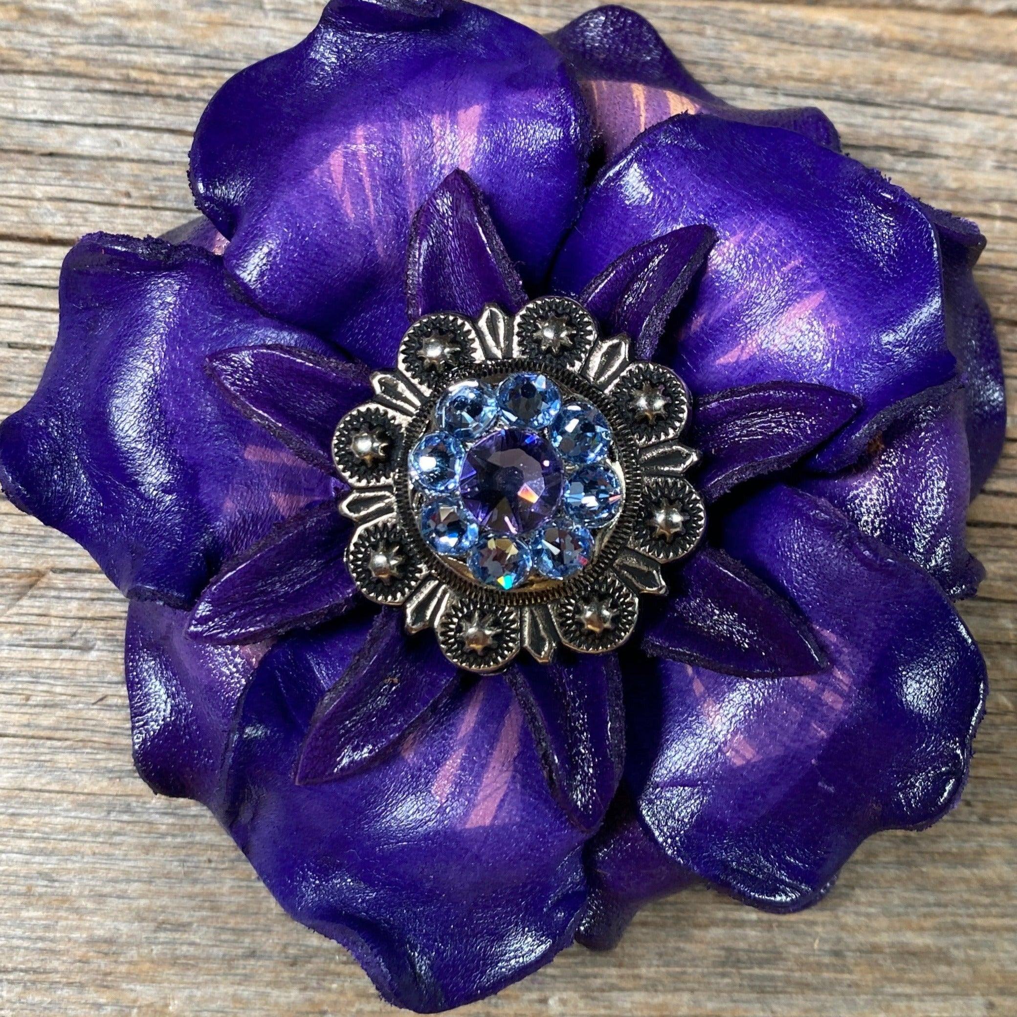 Purple Gardenia Flower With Antique Silver Lilac & Light Sapphire 1