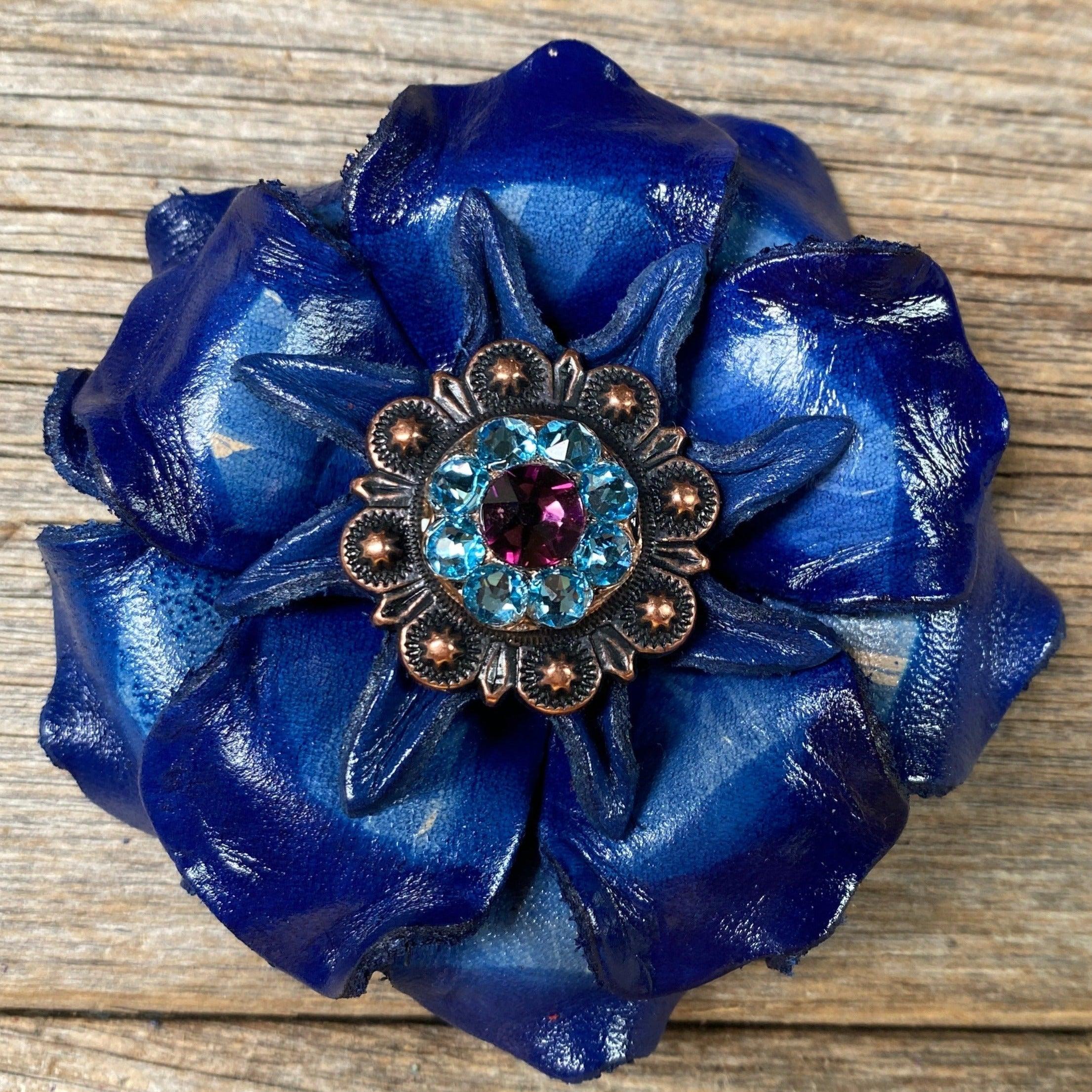 Blue Gardenia Flower With Copper Amethyst & Aqua 1